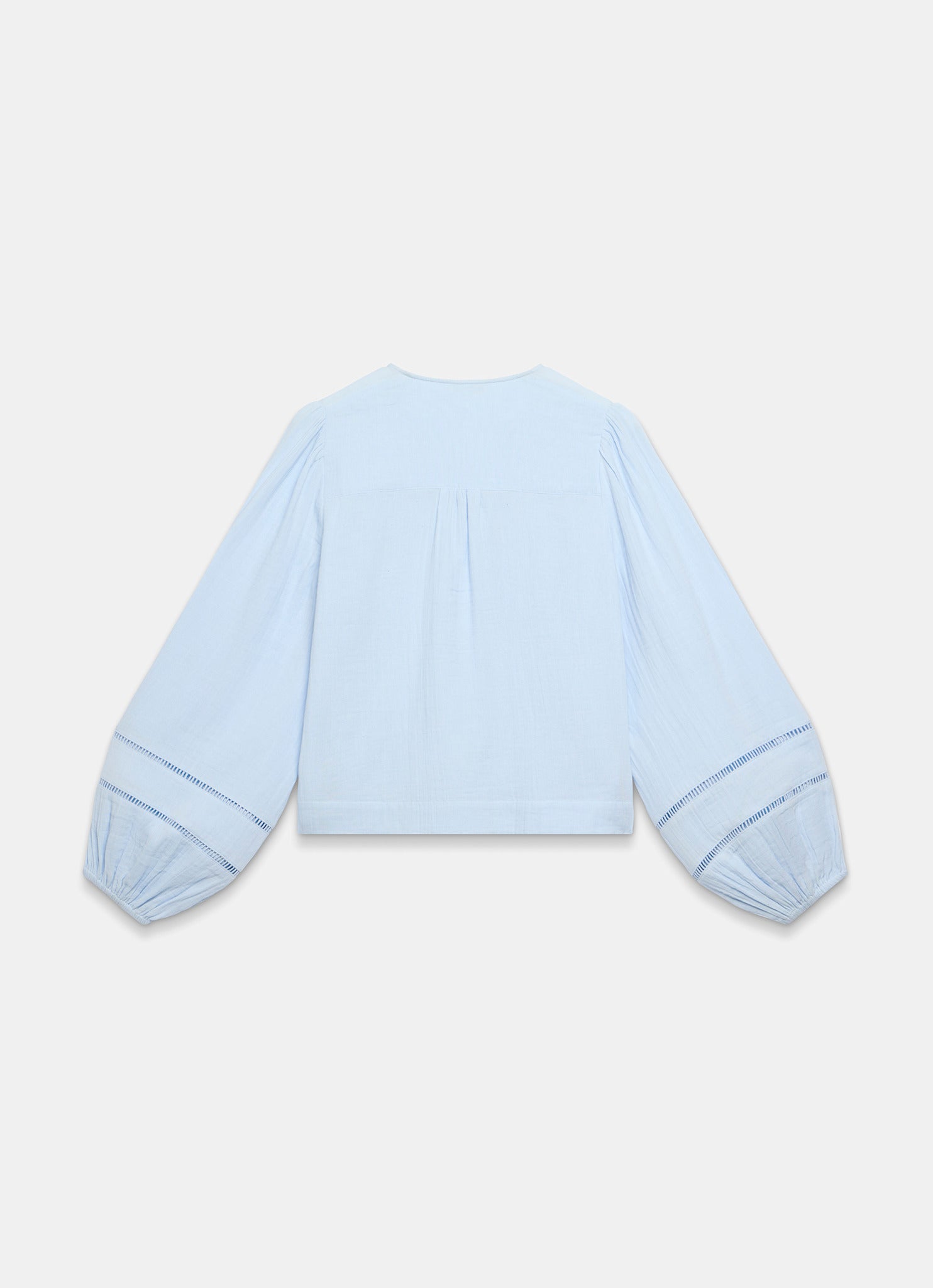 Blue Cotton Cheesecloth Open Stitch Blouse