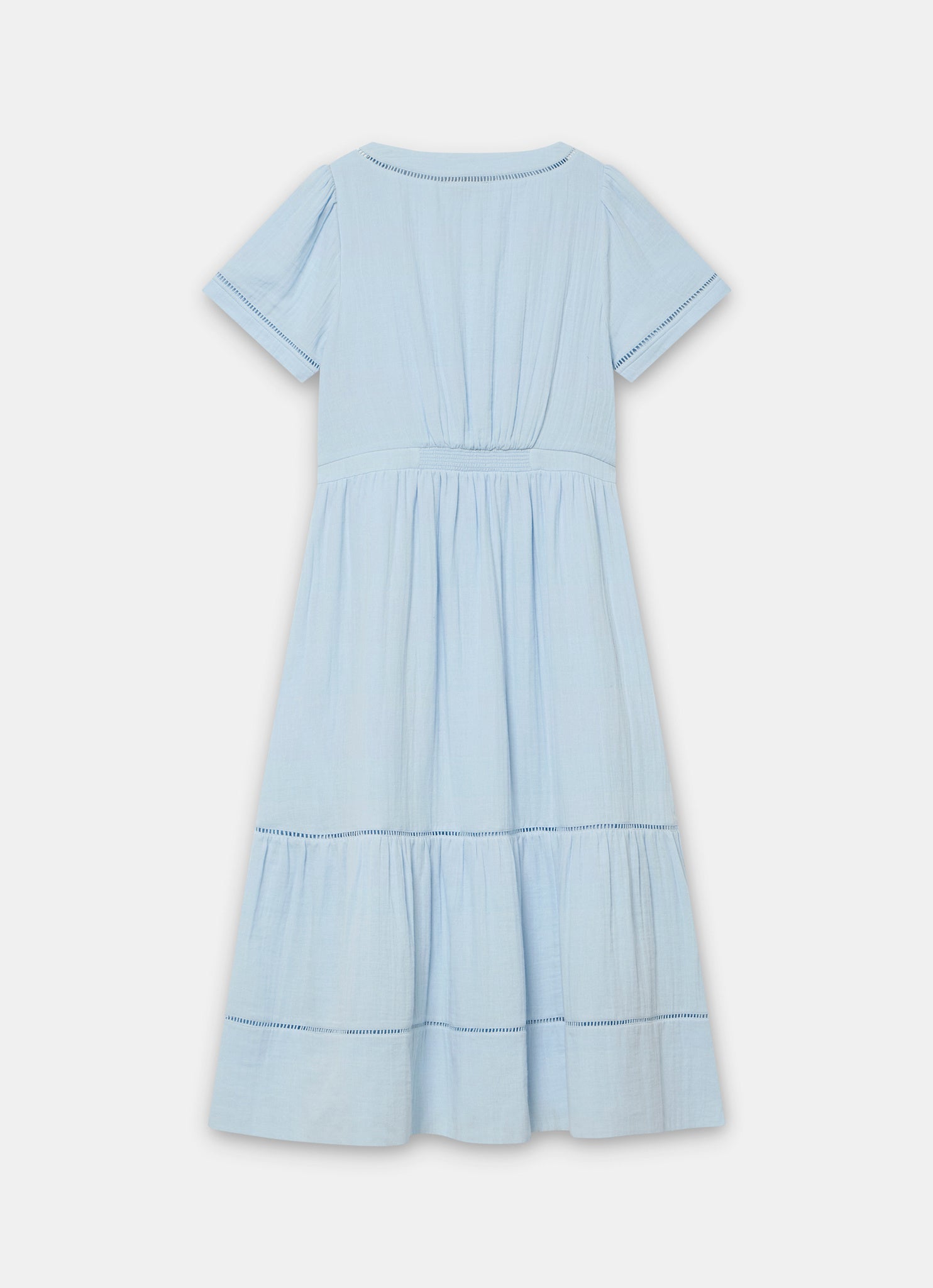 Blue Cotton Cheesecloth Midi Dress