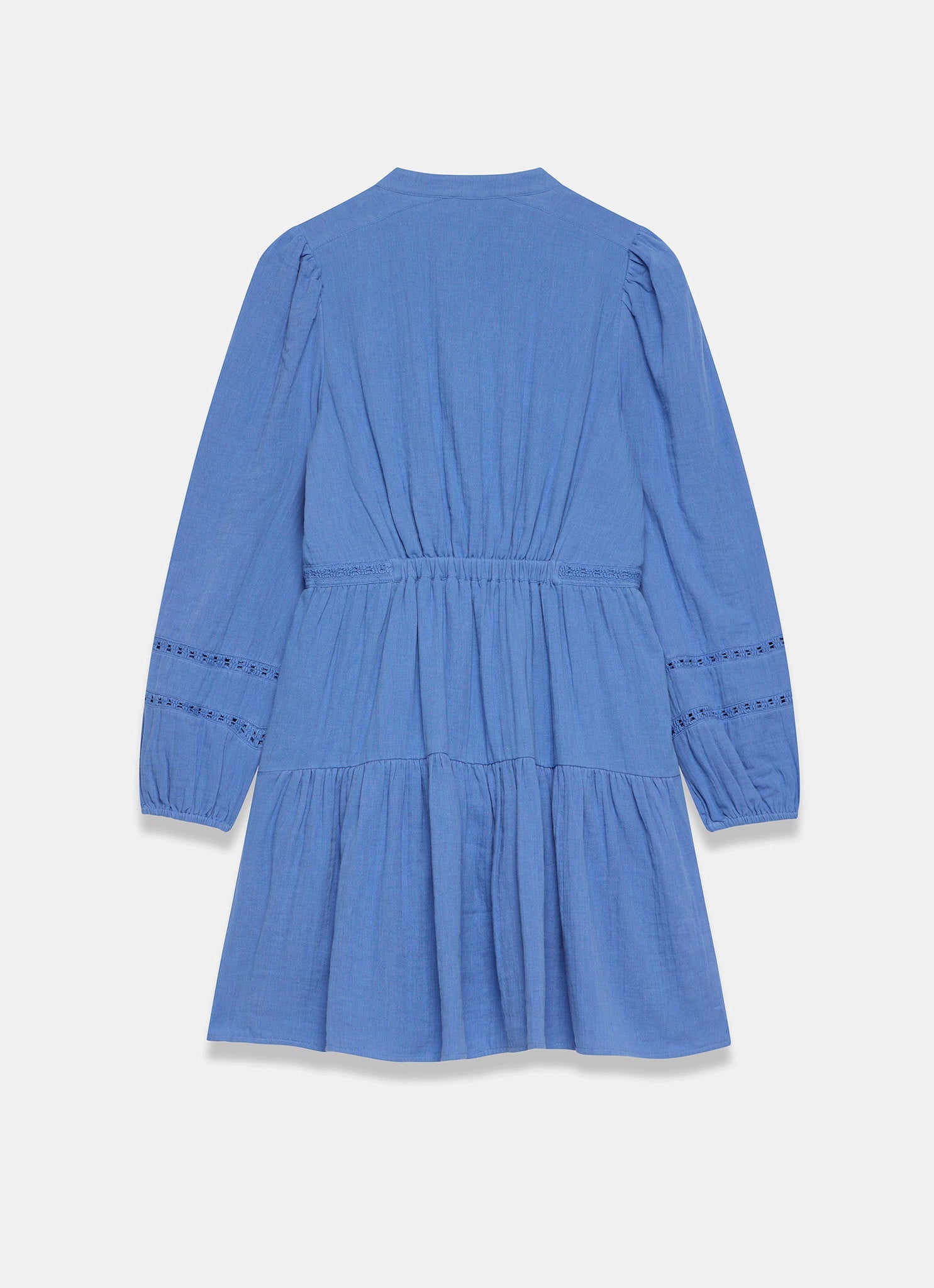 Blue Cotton Cheesecloth Mini Dress