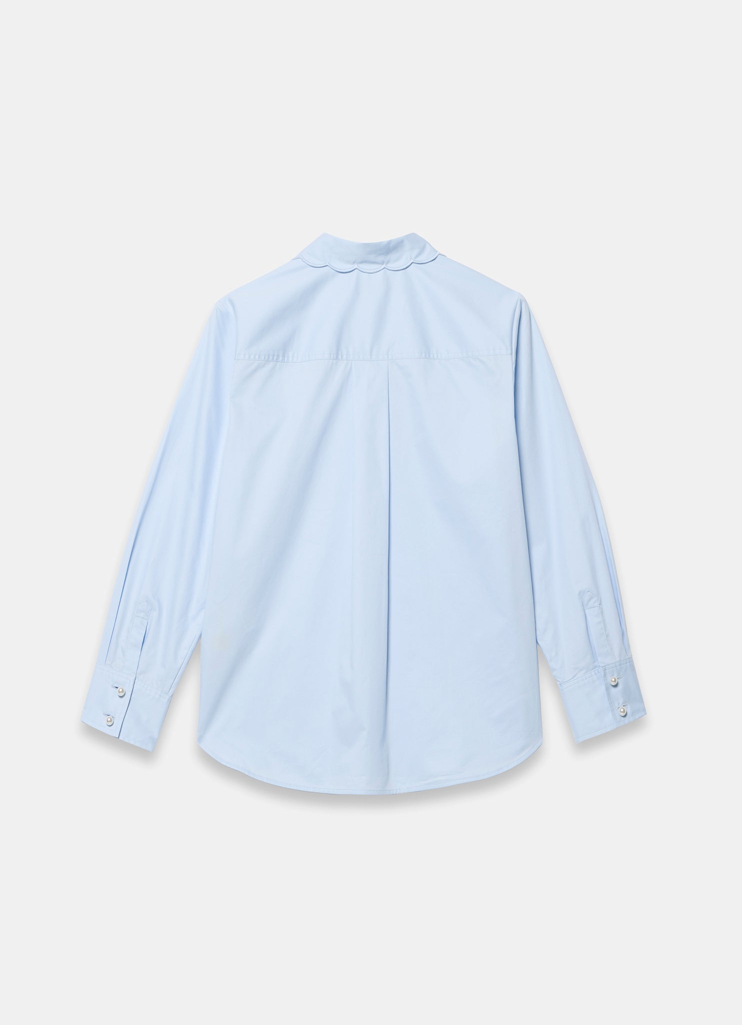 Blue Cotton Scallop Detail Shirt