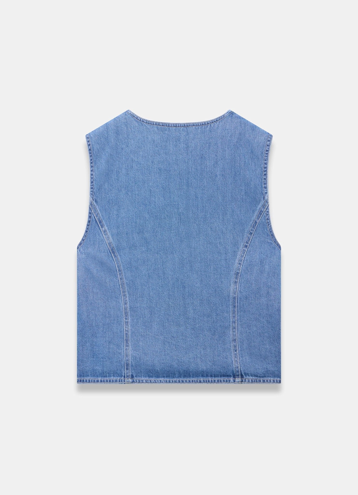 Indigo Denim Scallop Detail Waistcoat