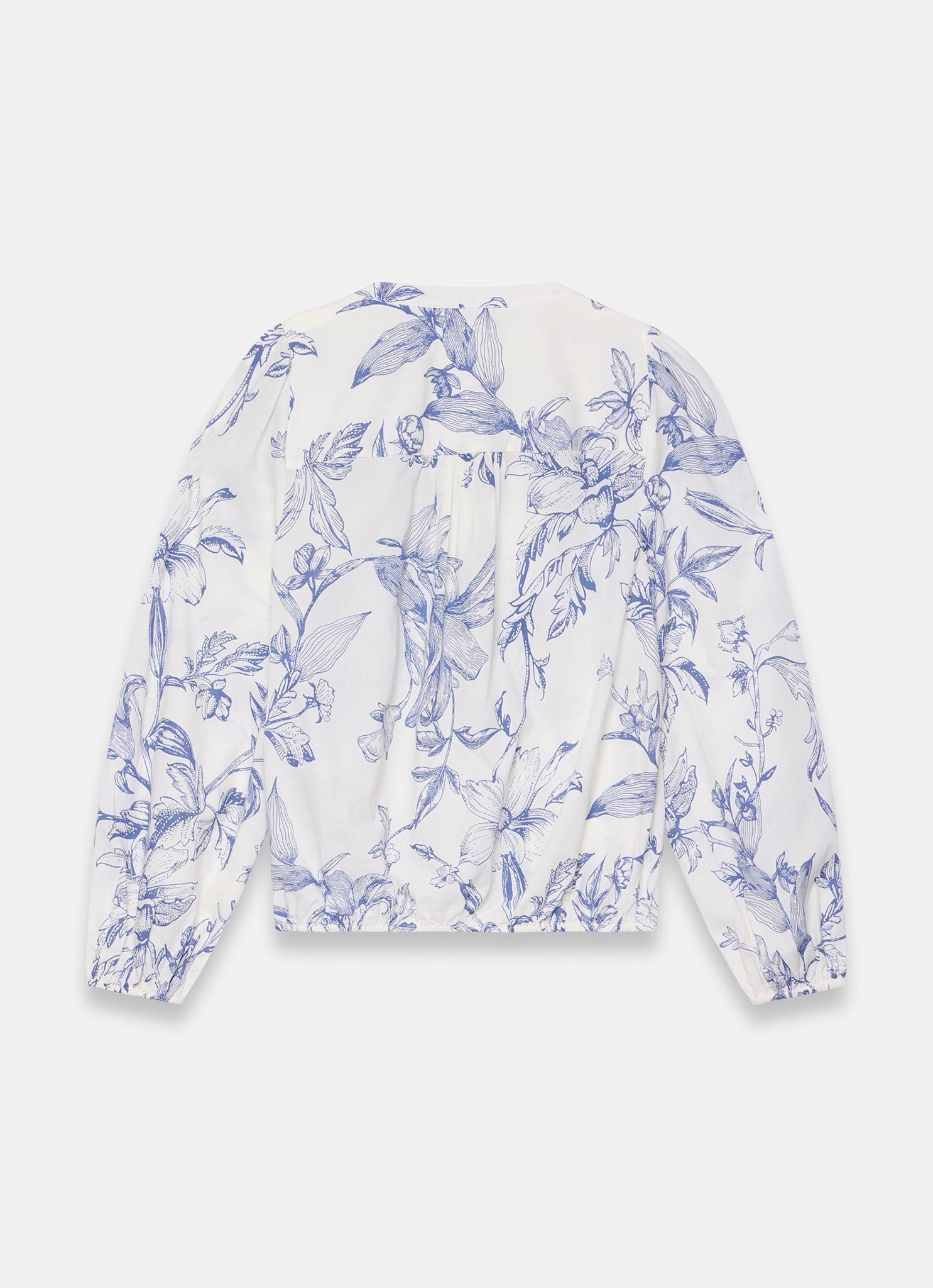 Blue Cotton Floral Print Blouse