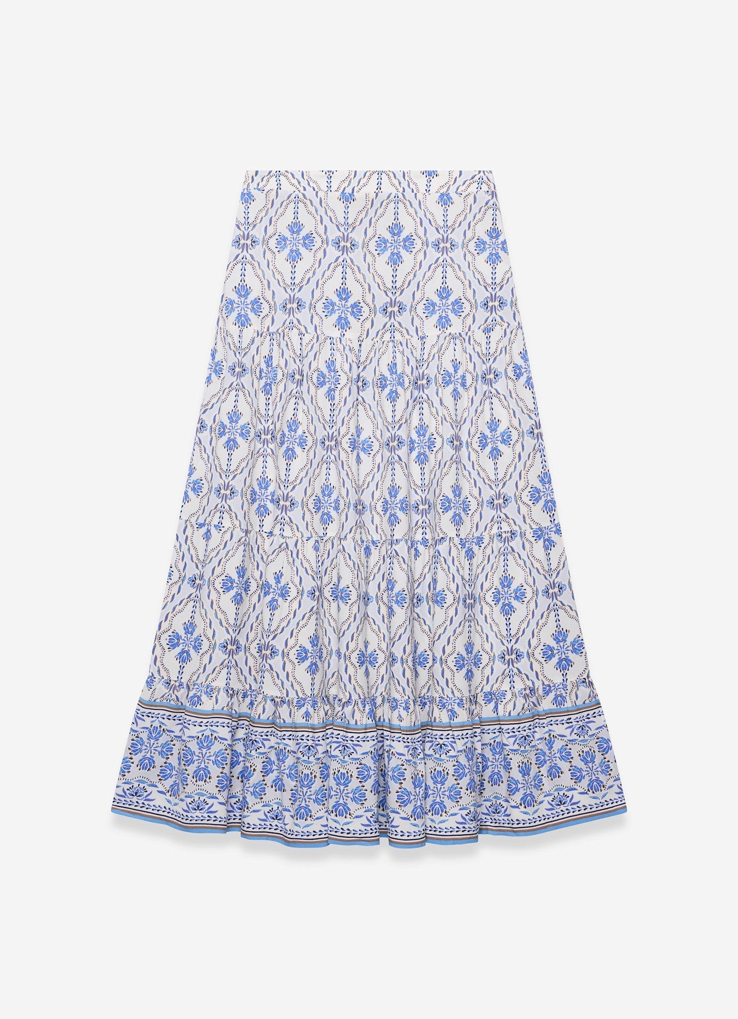 Blue Floral Print Maxi Skirt