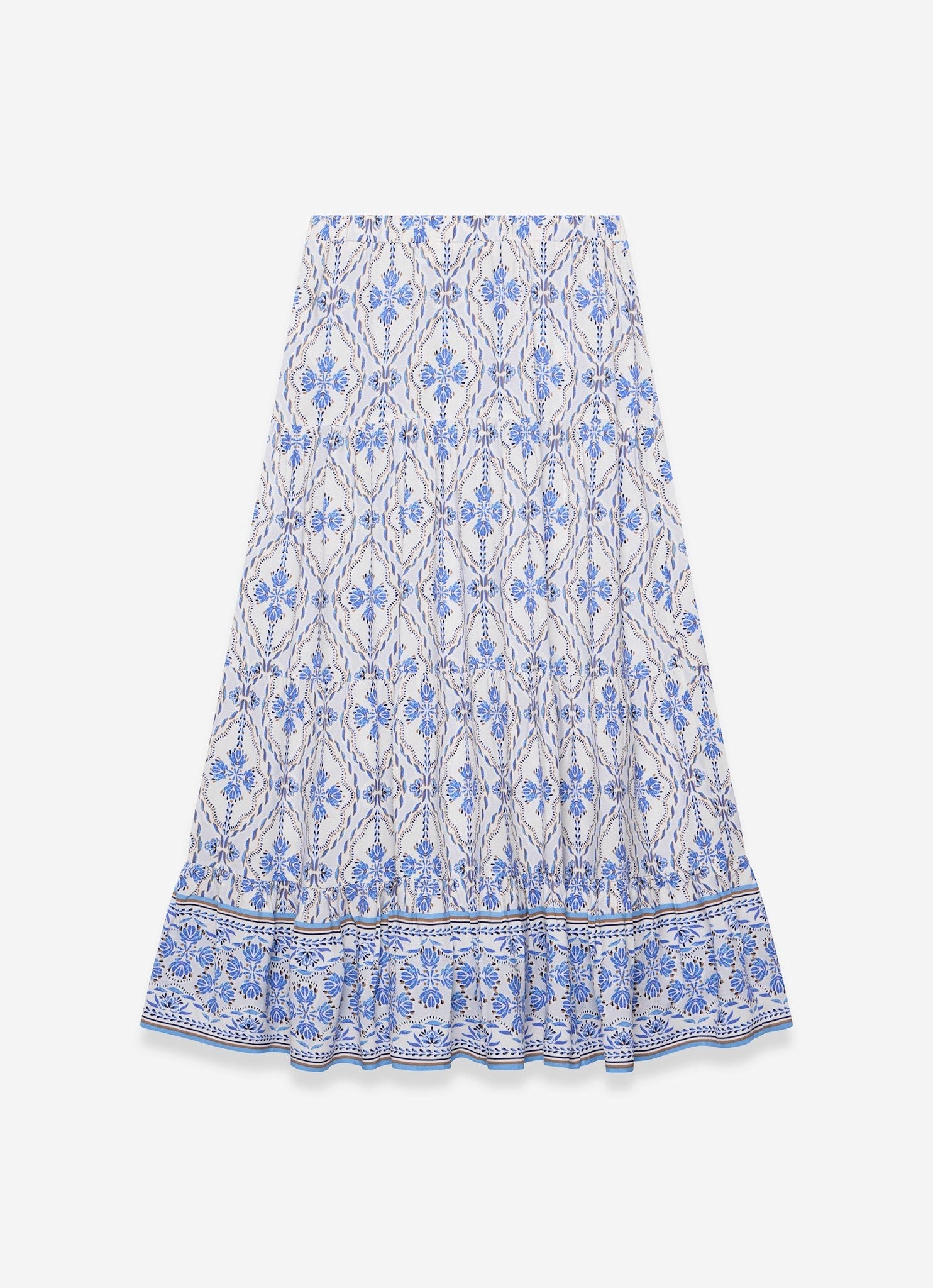 Blue Floral Print Maxi Skirt