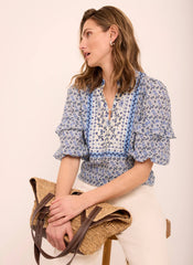 Blue Floral Print Blouse