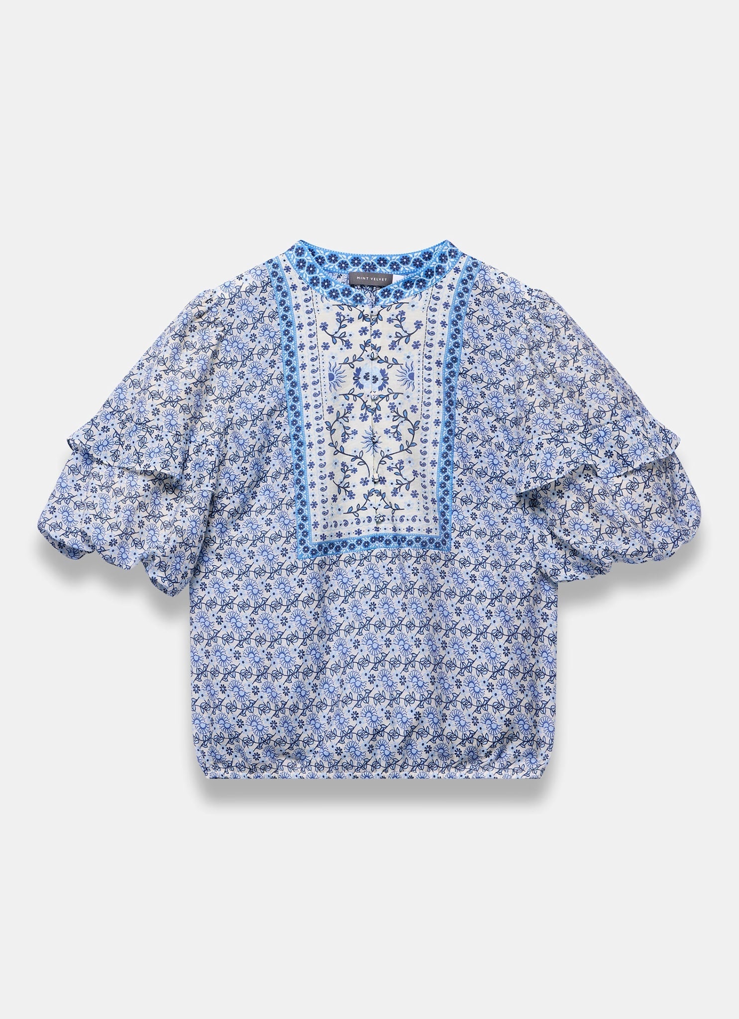 Blue Floral Print Blouse