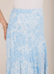 Blue Floral Print Skirt