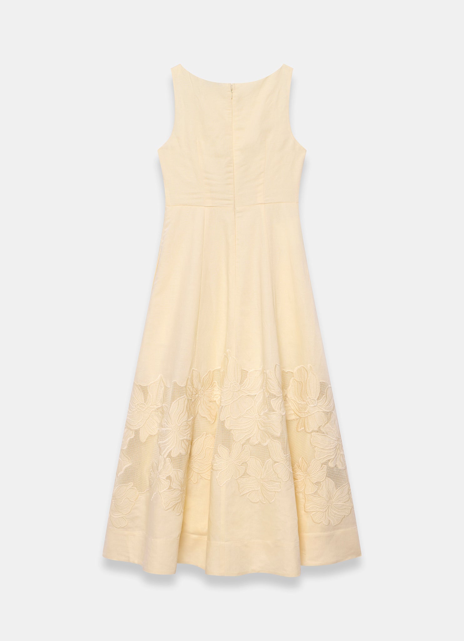 Yellow Linen Blend Lace Midi Dress