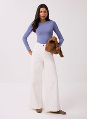 Blue Crew Neck Layering Top