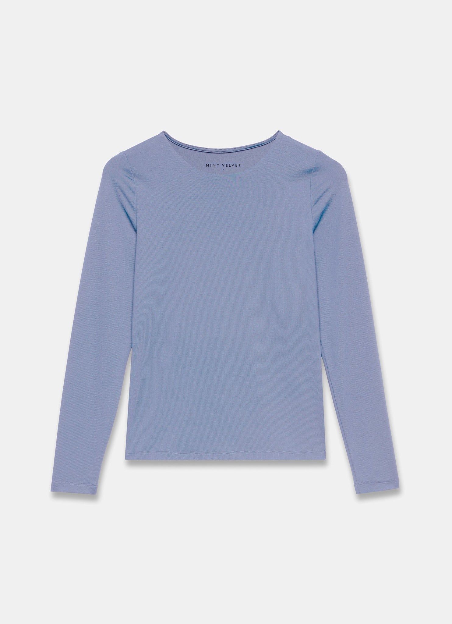 Blue Crew Neck Layering Top