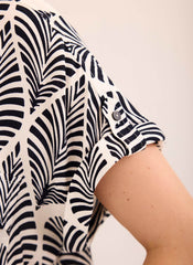 Navy Leaf Print Resort Shirt