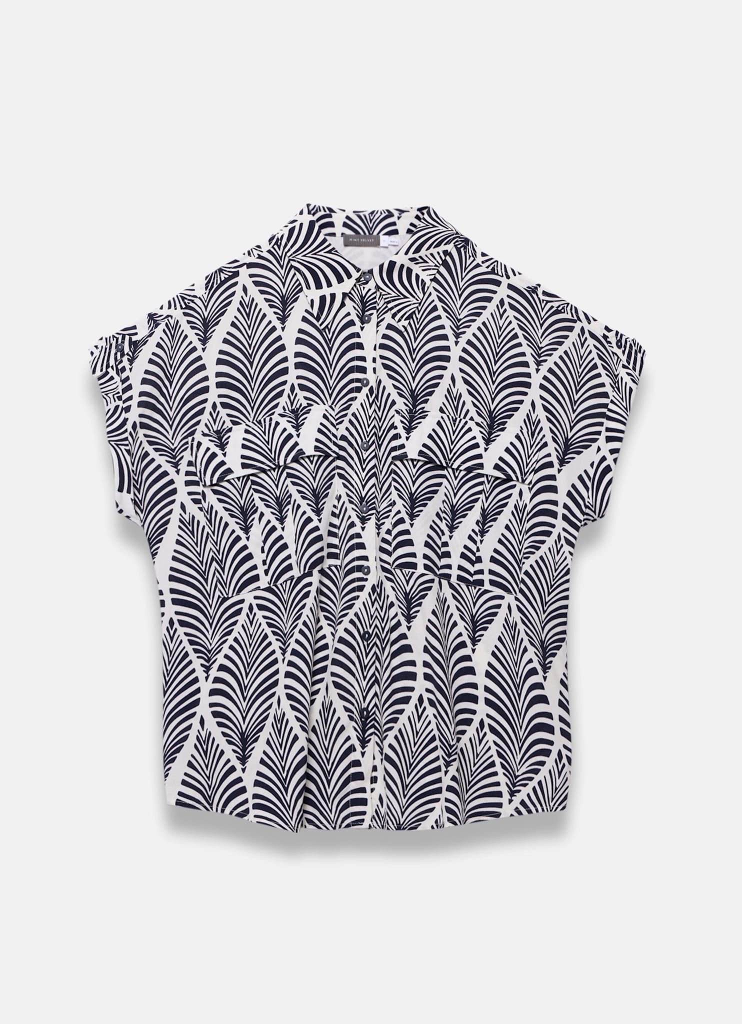Navy Leaf Print Resort Shirt