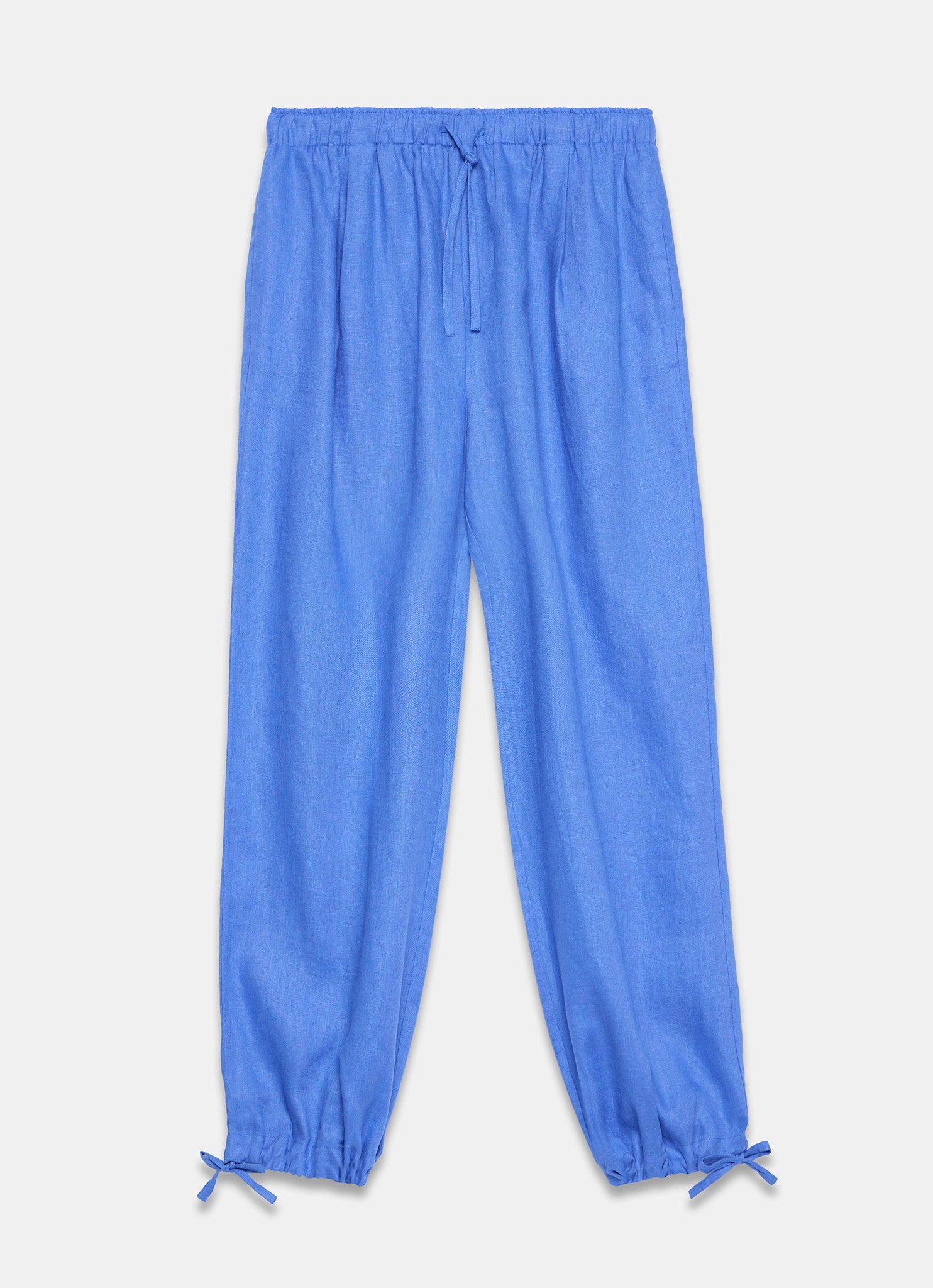 Blue Linen Balloon Trousers