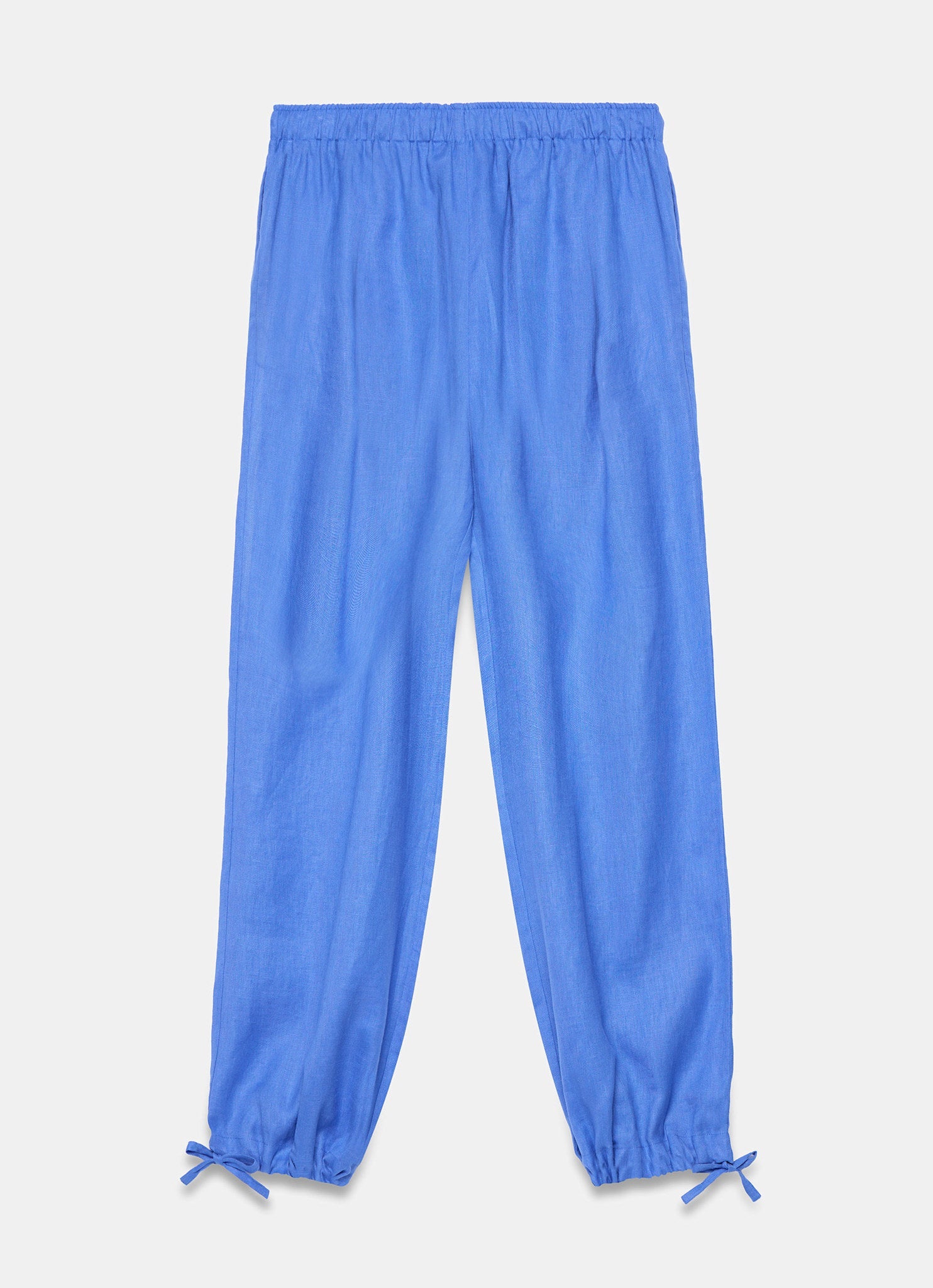 Blue Linen Balloon Trousers