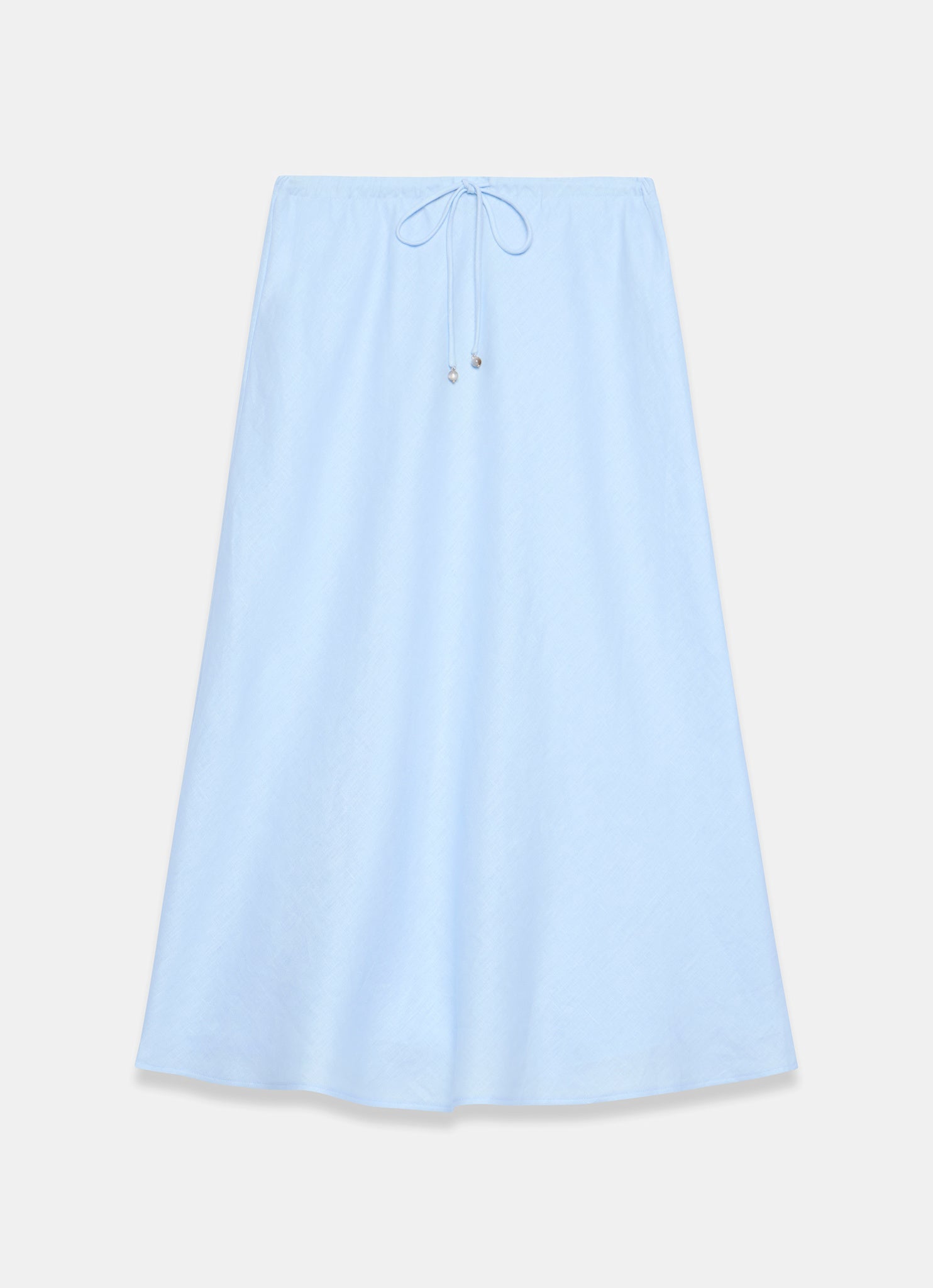 Pale Blue Linen Bias Midi Skirt