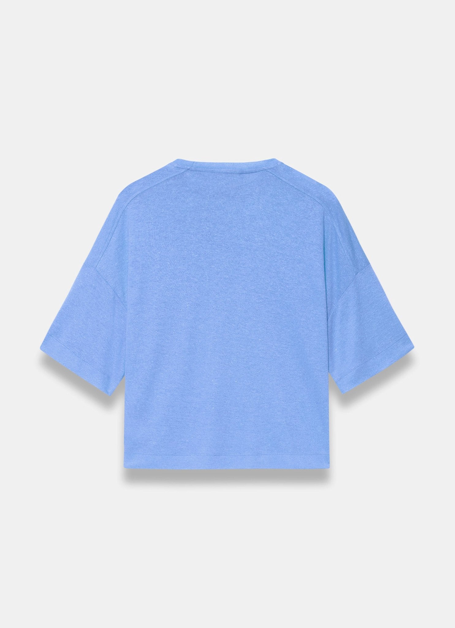 Blue Linen Blend Boxy T-Shirt