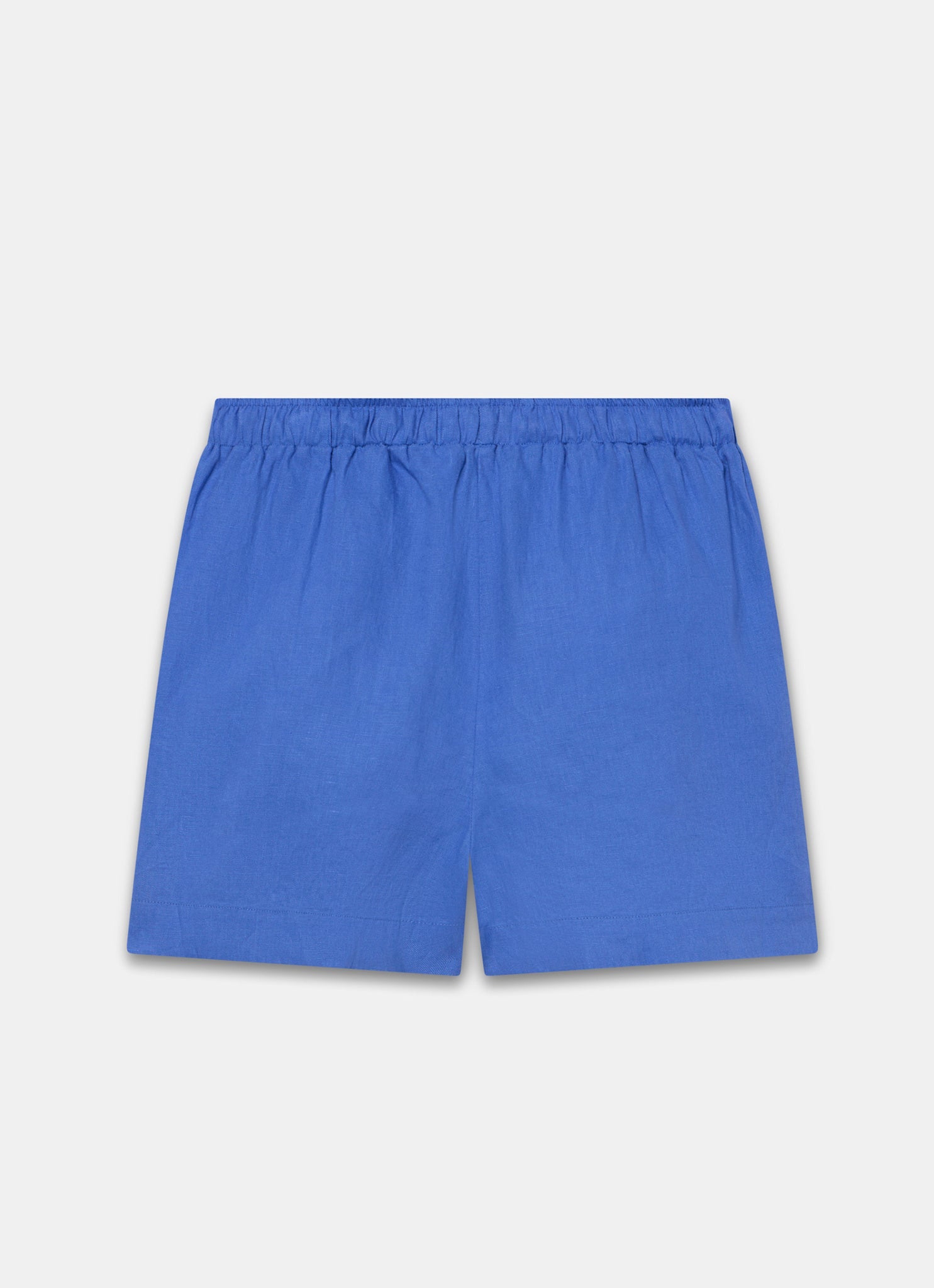Blue Linen Drawstring Shorts