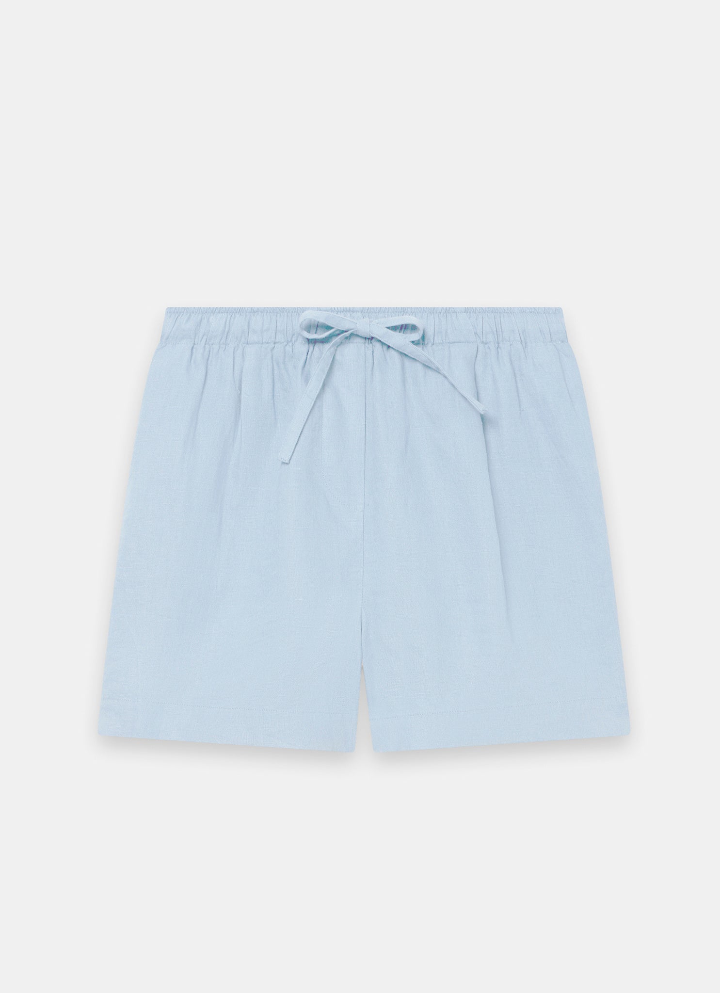 Pale Blue Linen Drawstring Shorts
