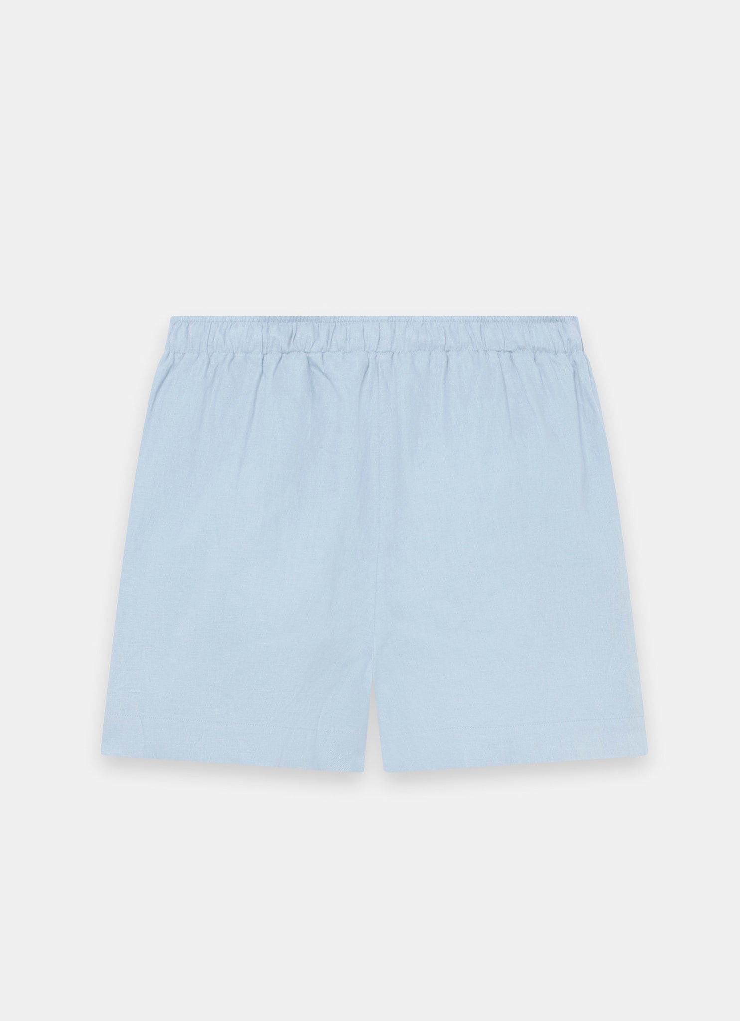 Pale Blue Linen Drawstring Shorts