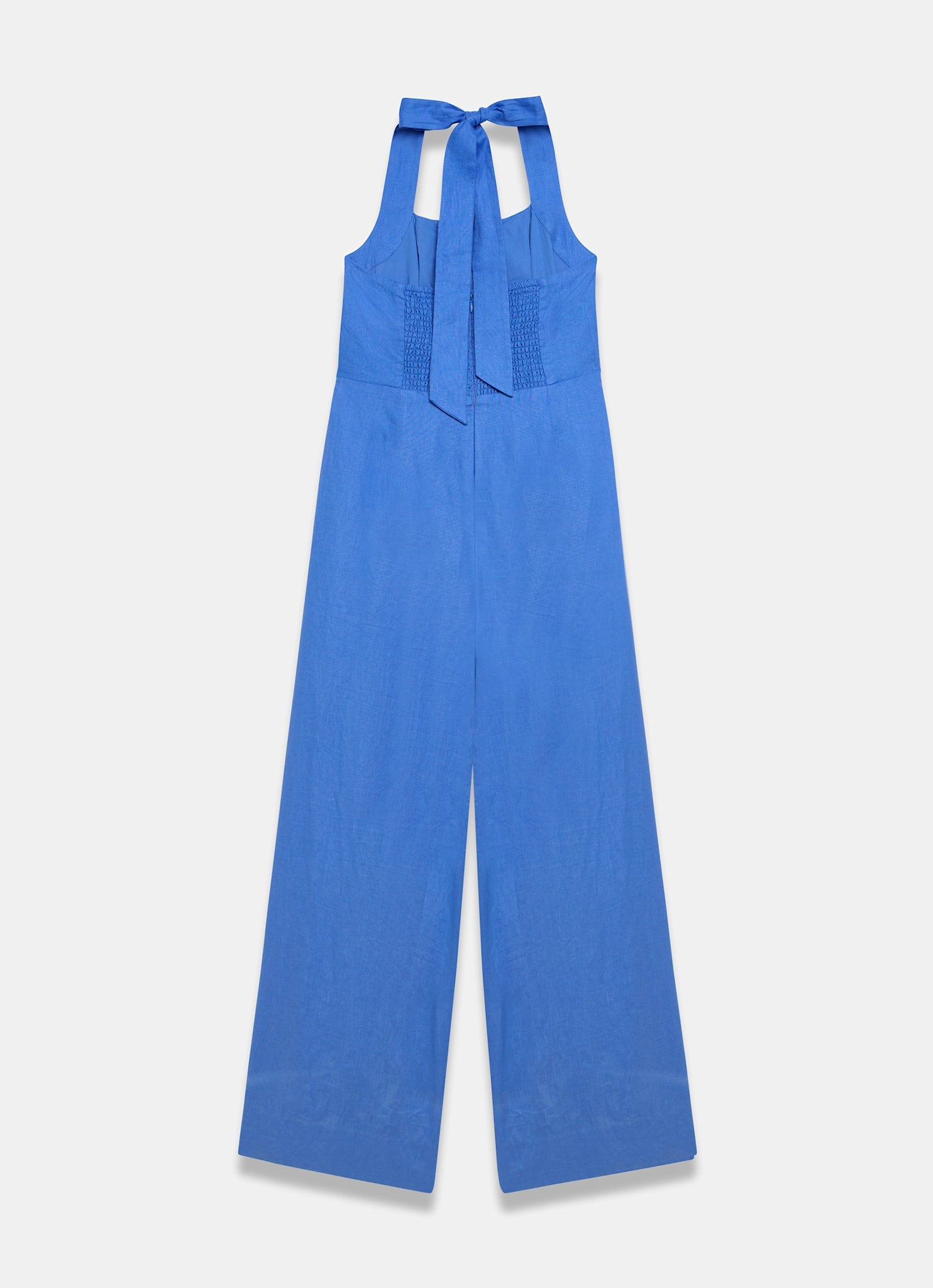Blue Linen Halter Jumpsuit