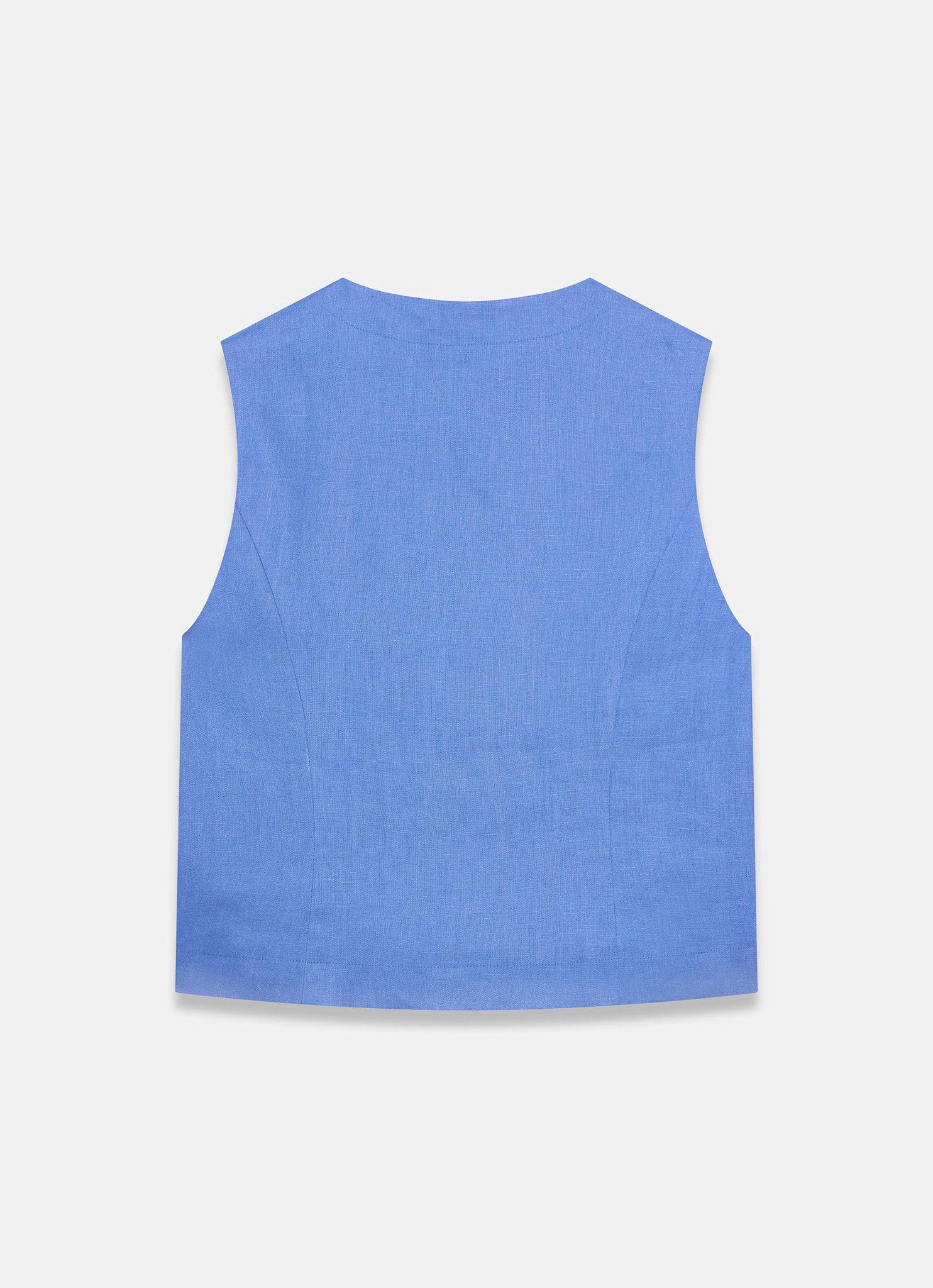 Blue Linen Military Detail Top