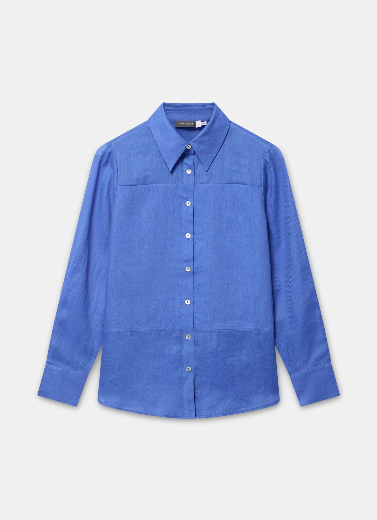 Blue Linen Blend Shirt