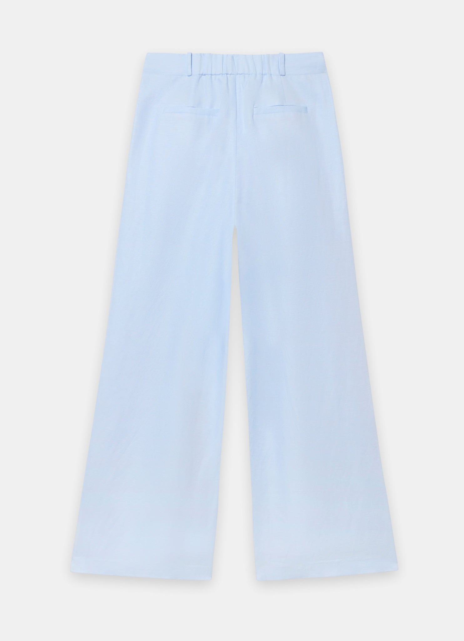 Blue Linen Blend Wide Leg Trousers