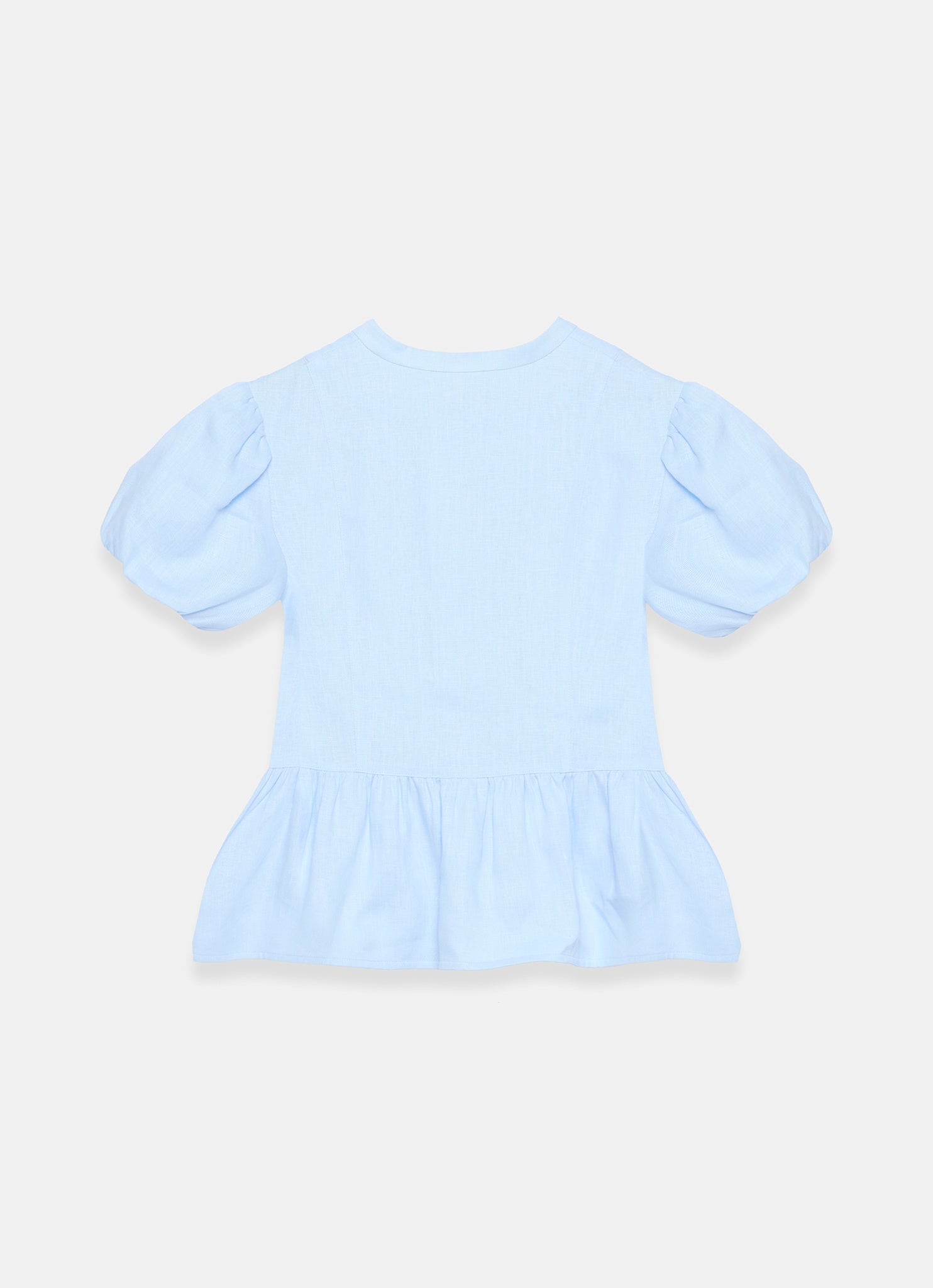 Blue Linen Peplum Top