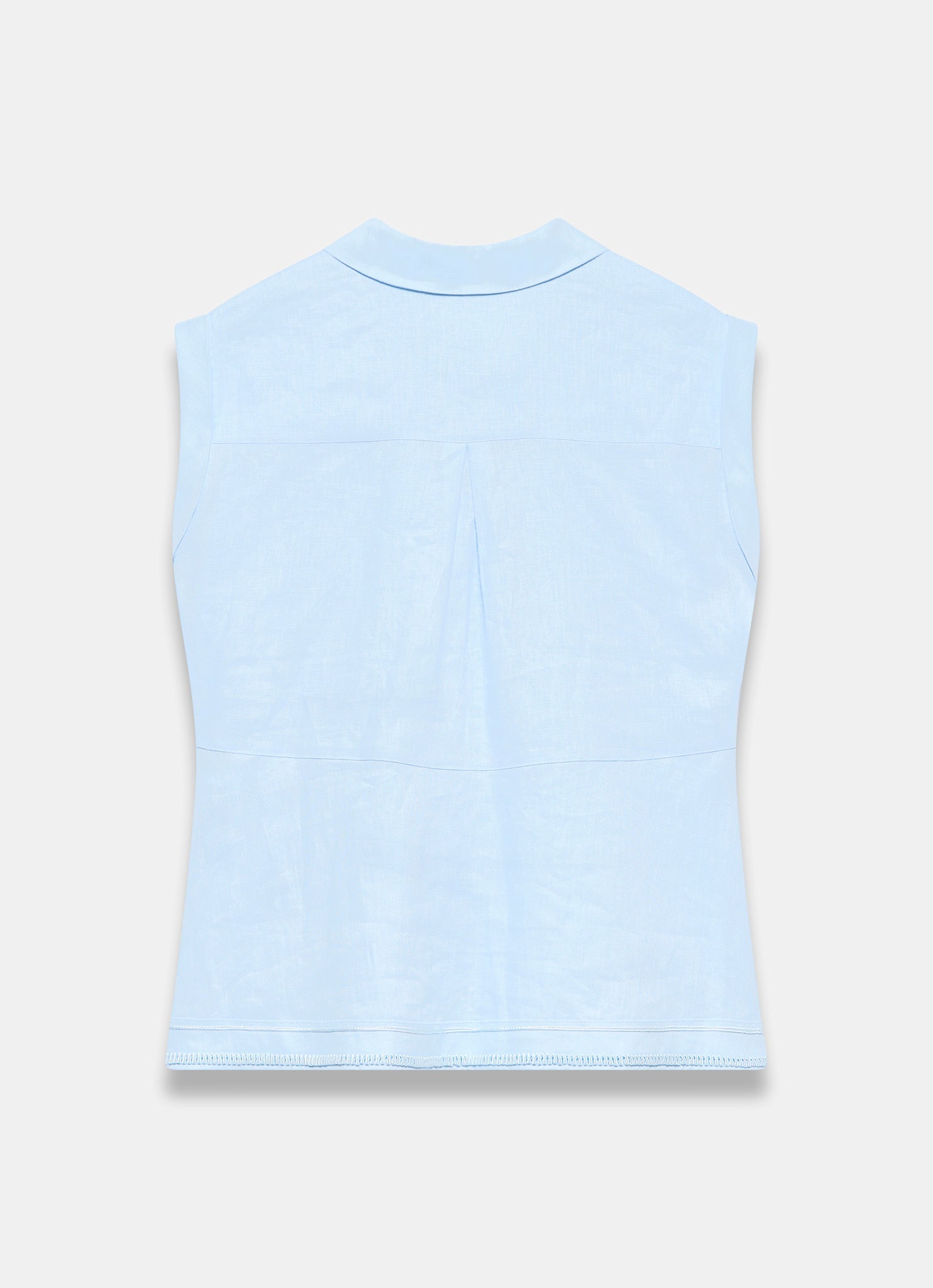 Pale Blue Linen Sleeveless Shirt