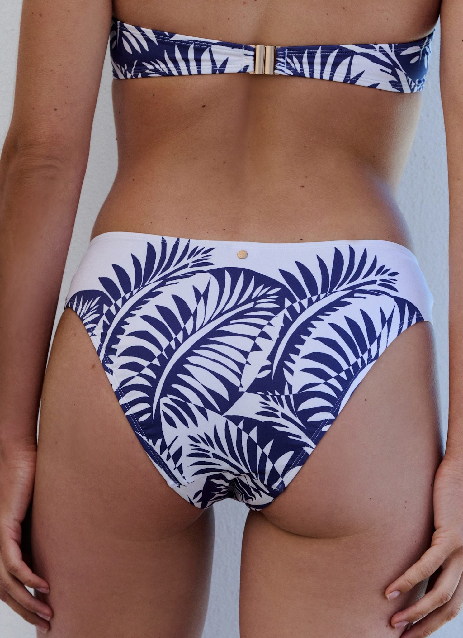 Blue Palm Print Bikini Bottoms