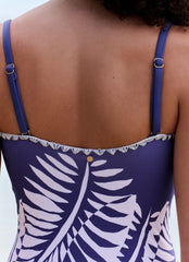 Blue Palm Print Swimsuit