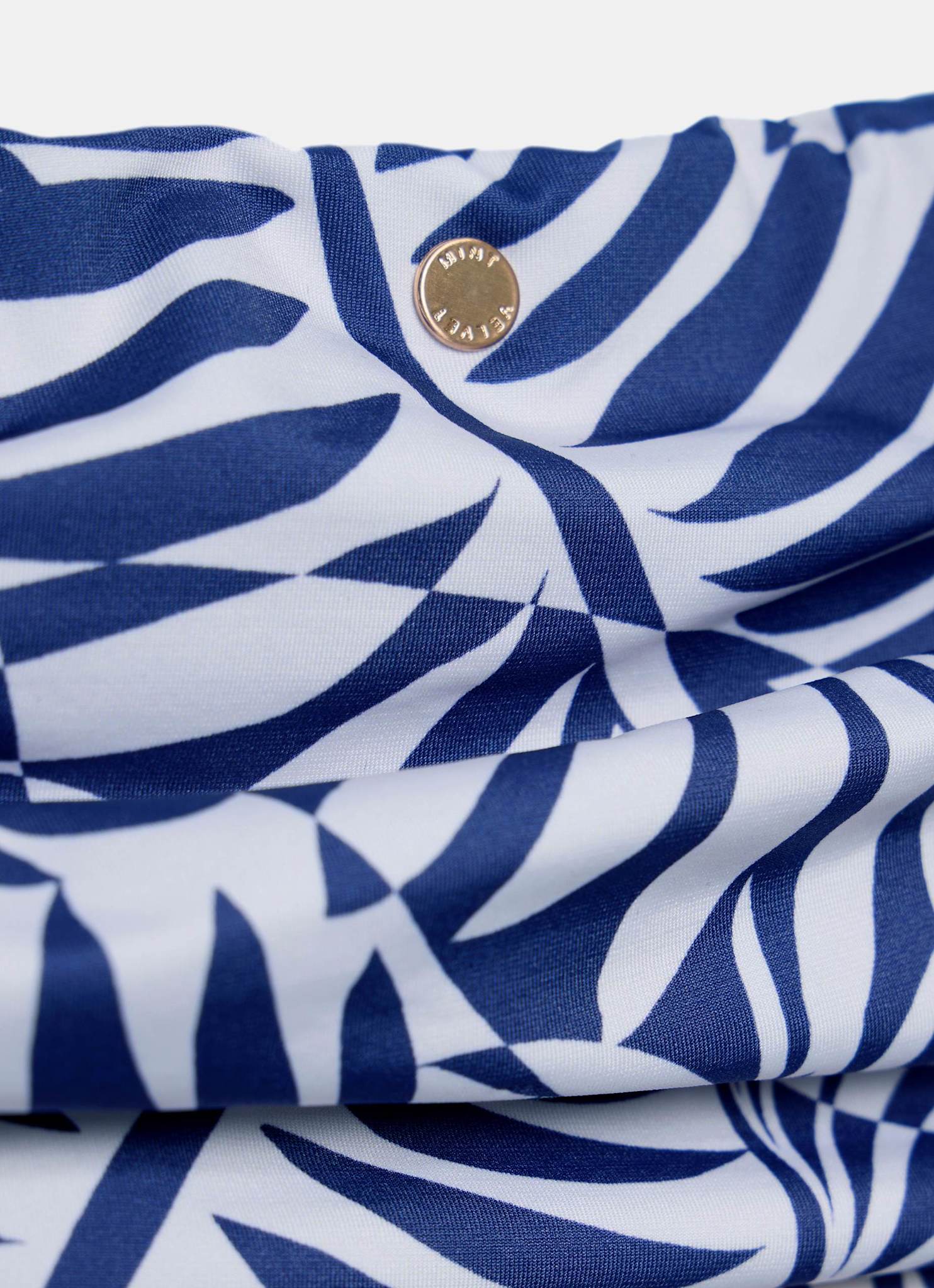 Blue Palm Print High Waisted Bikini Bottoms