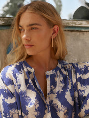 Blue Cotton Printed Blouse