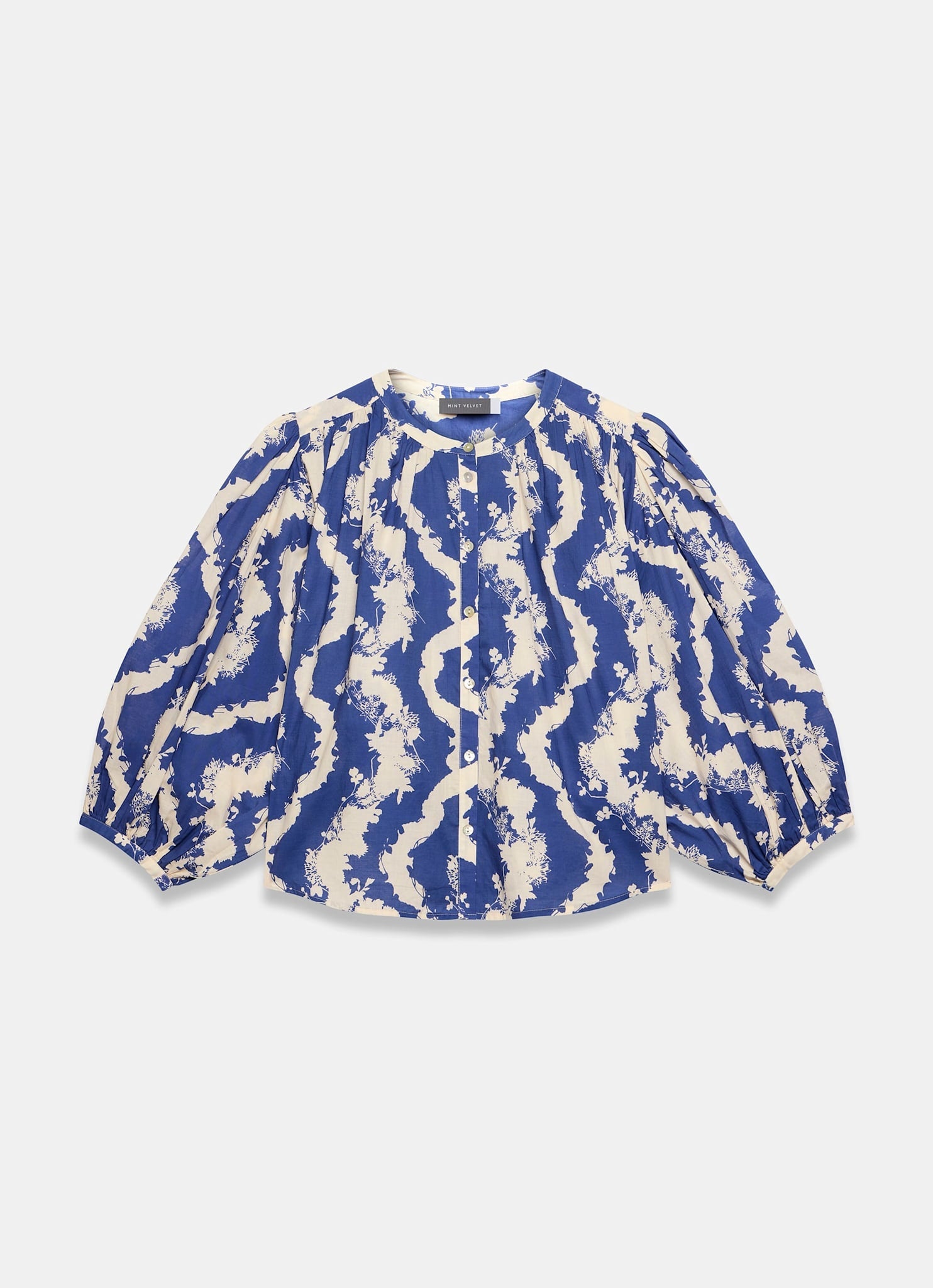 Blue Cotton Printed Blouse