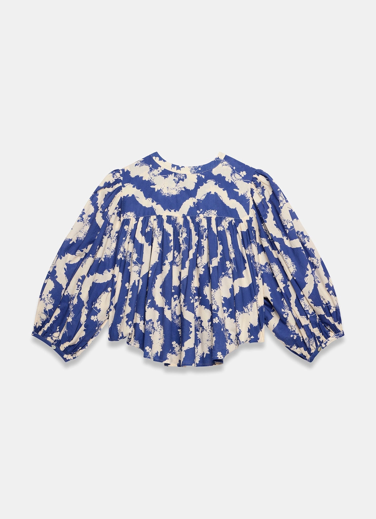 Blue Cotton Printed Blouse