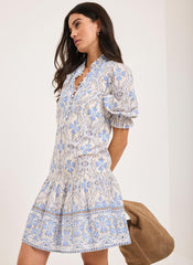 Blue Floral Print Mini Dress