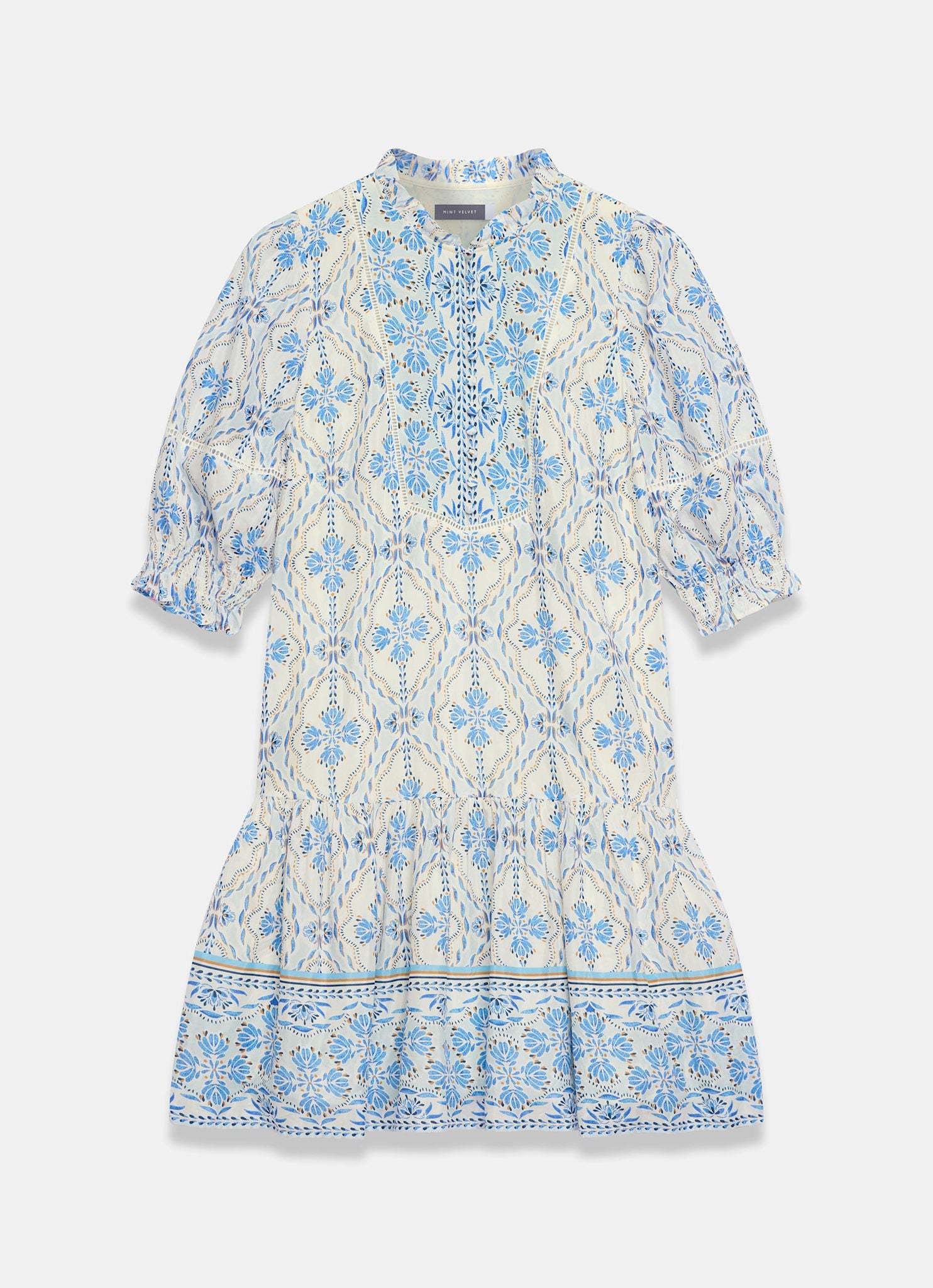 Blue Floral Print Mini Dress