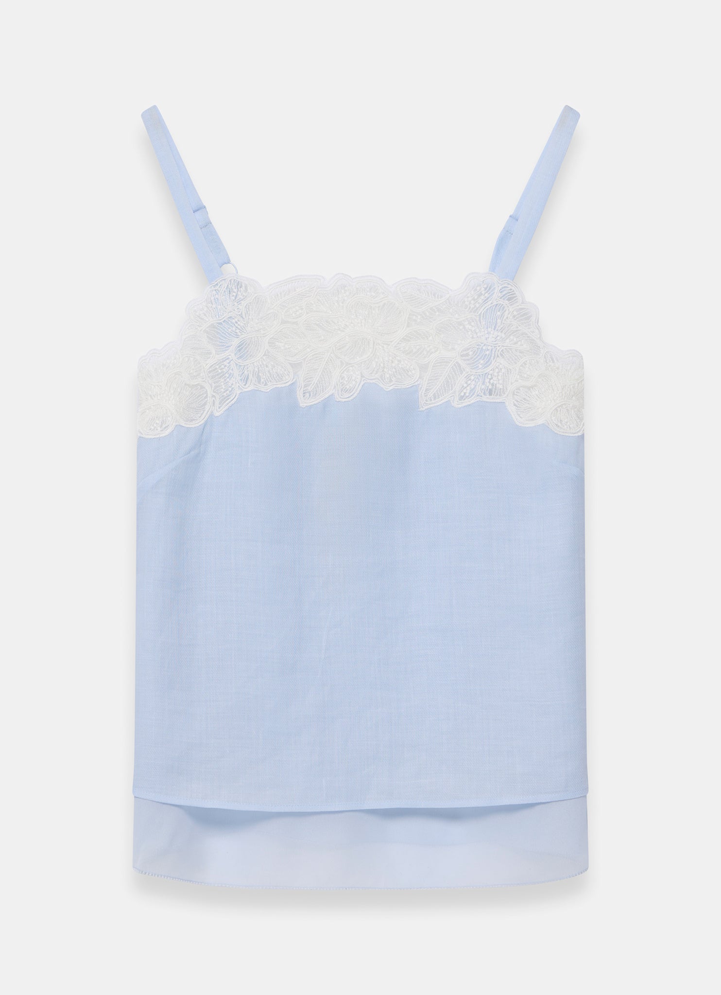 Blue Ramie Lace Camisole Top