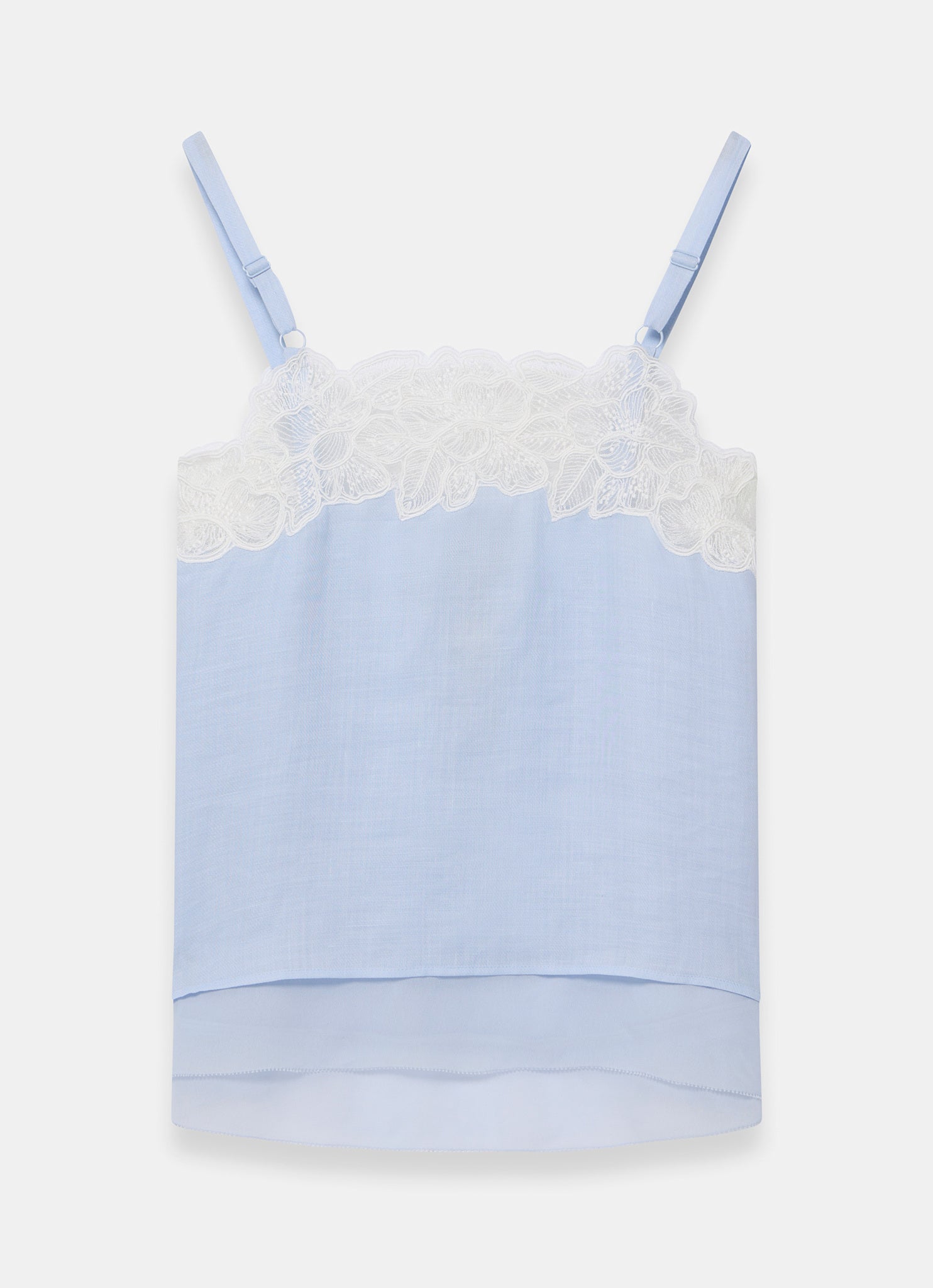 Blue Ramie Lace Camisole Top