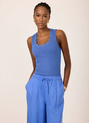 Blue Scallop Trim Vest Top