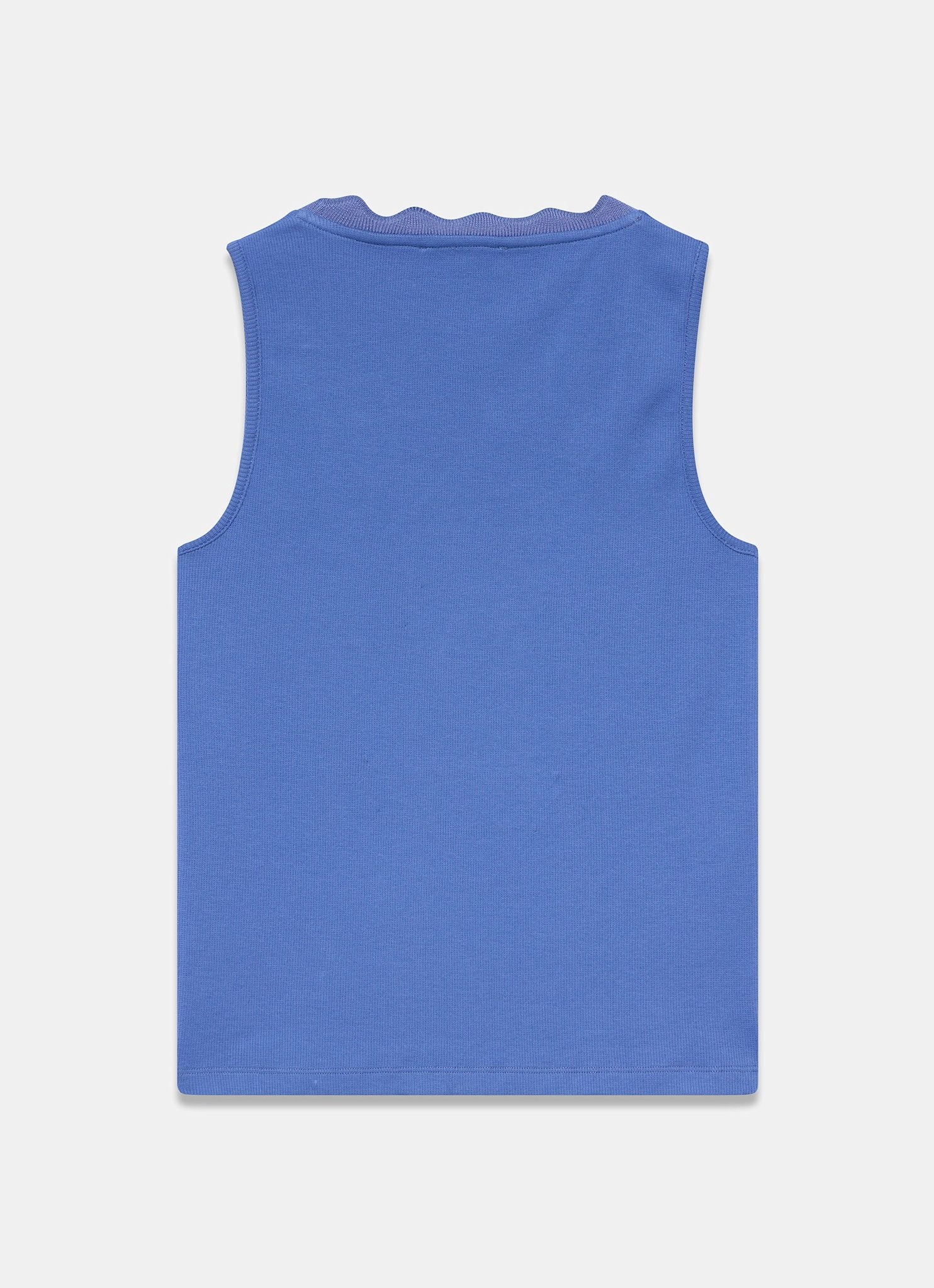 Blue Scallop Trim Vest Top