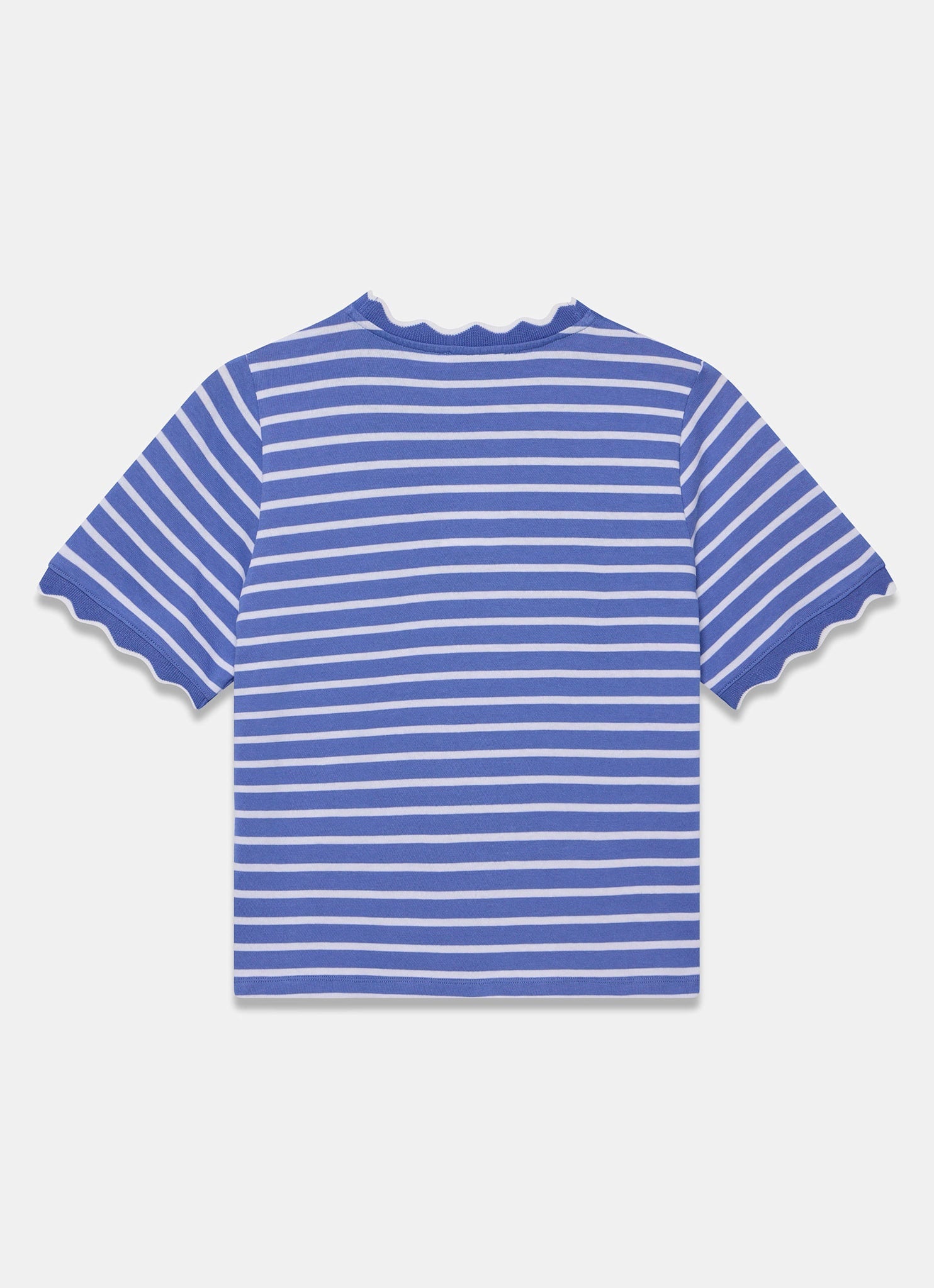 Blue Cotton Striped Scallop T-Shirt