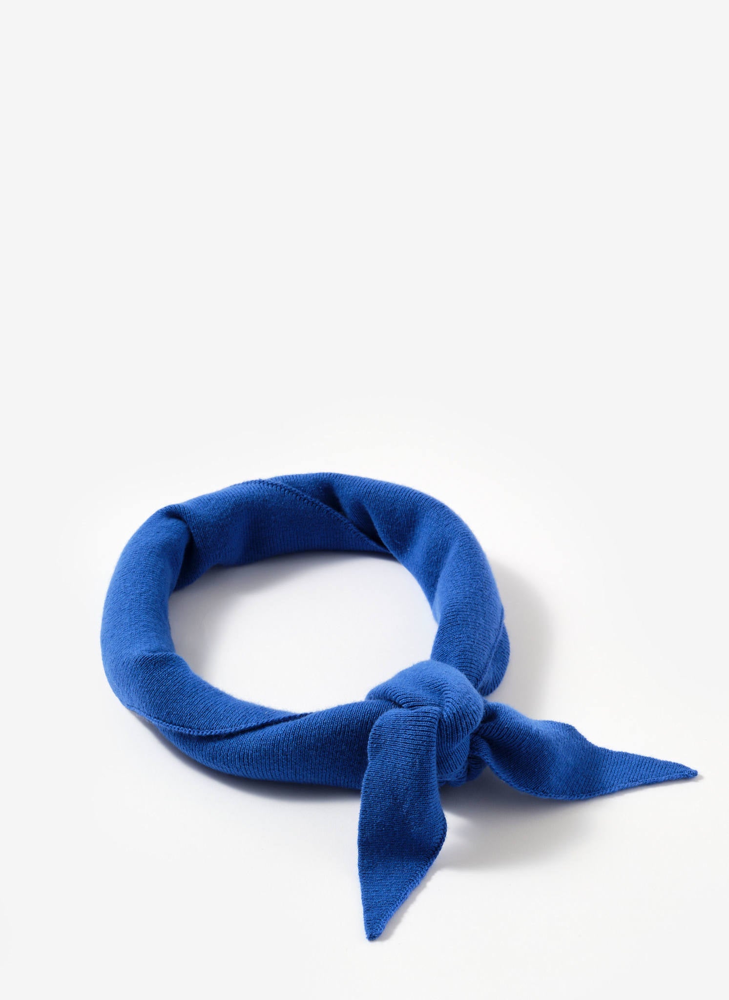 Blue Cotton Blend Triangle Knit Scarf