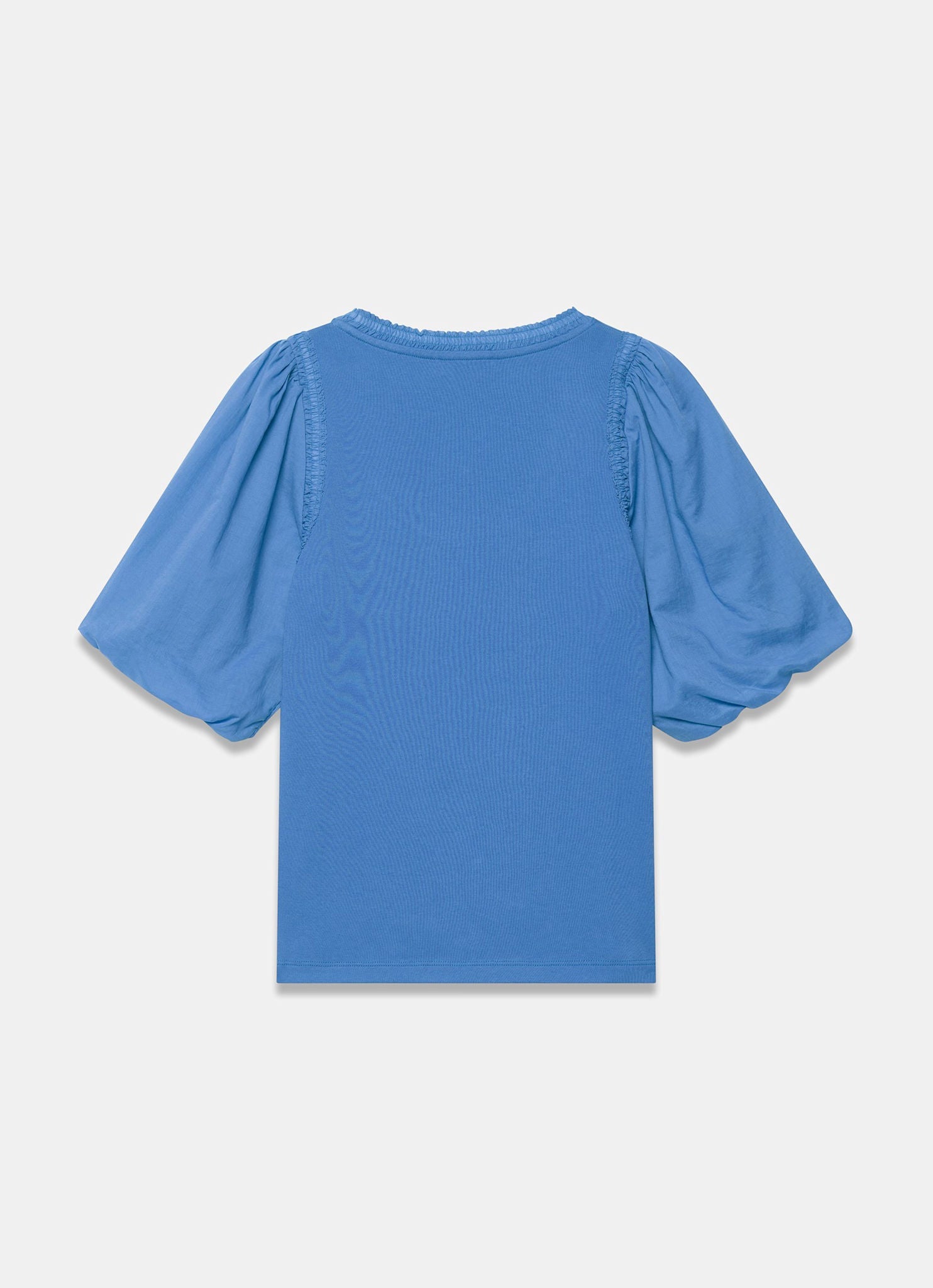 Blue Cotton Puff Sleeve  Top