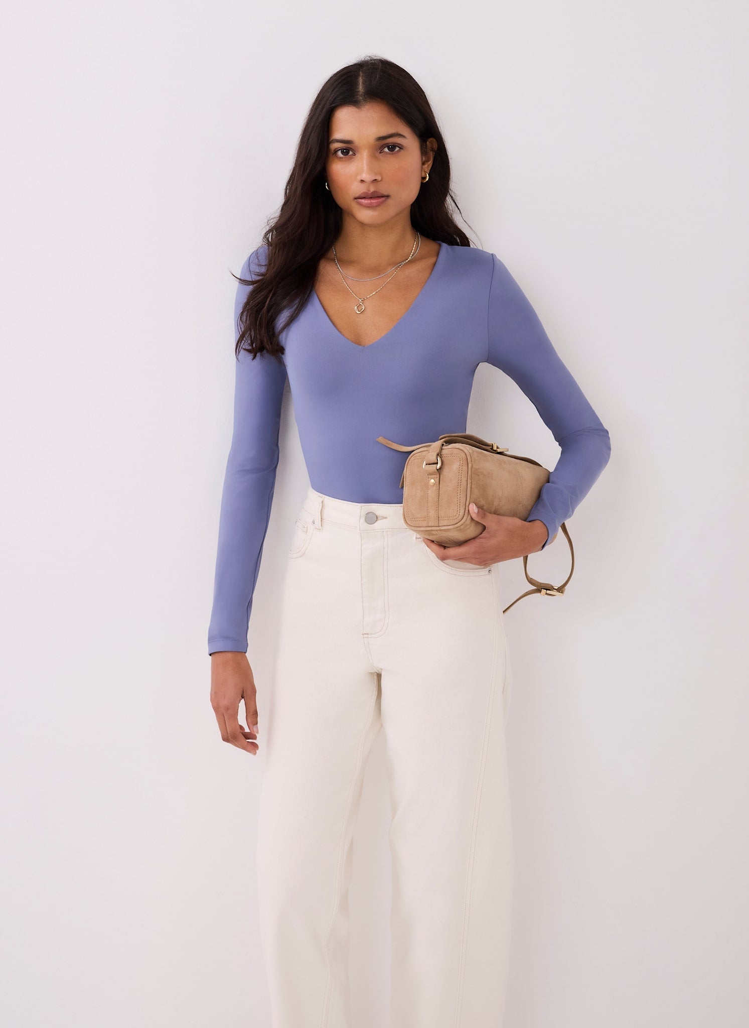 Blue V-Neck Layering Top