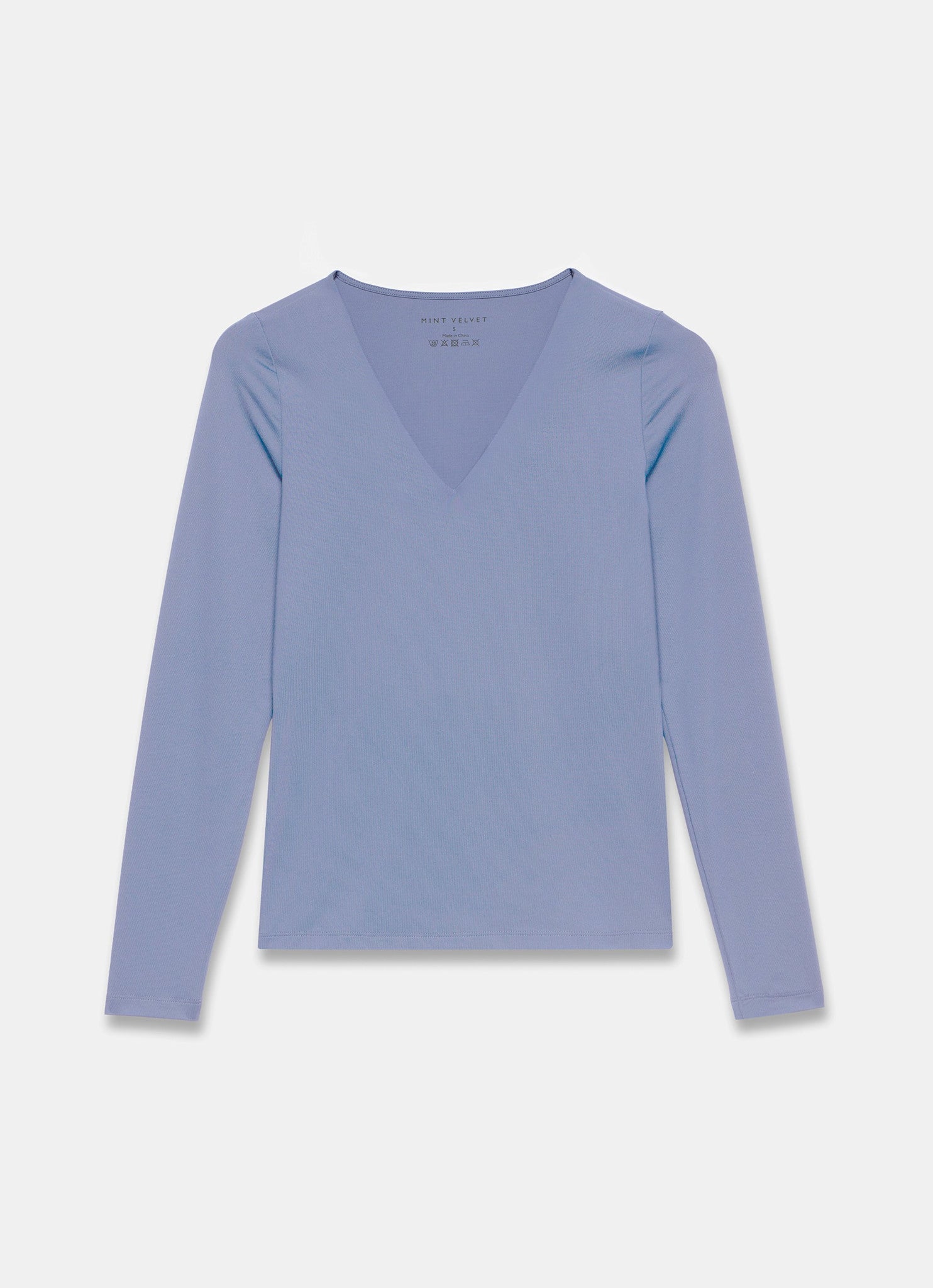 Blue V-Neck Layering Top