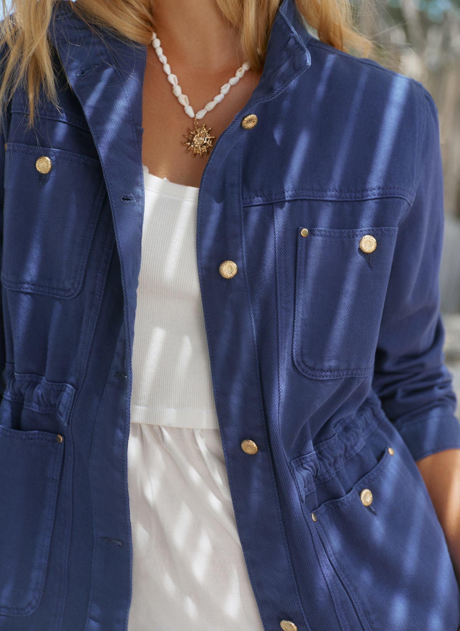 Blue Washed Cotton Utility Shacket