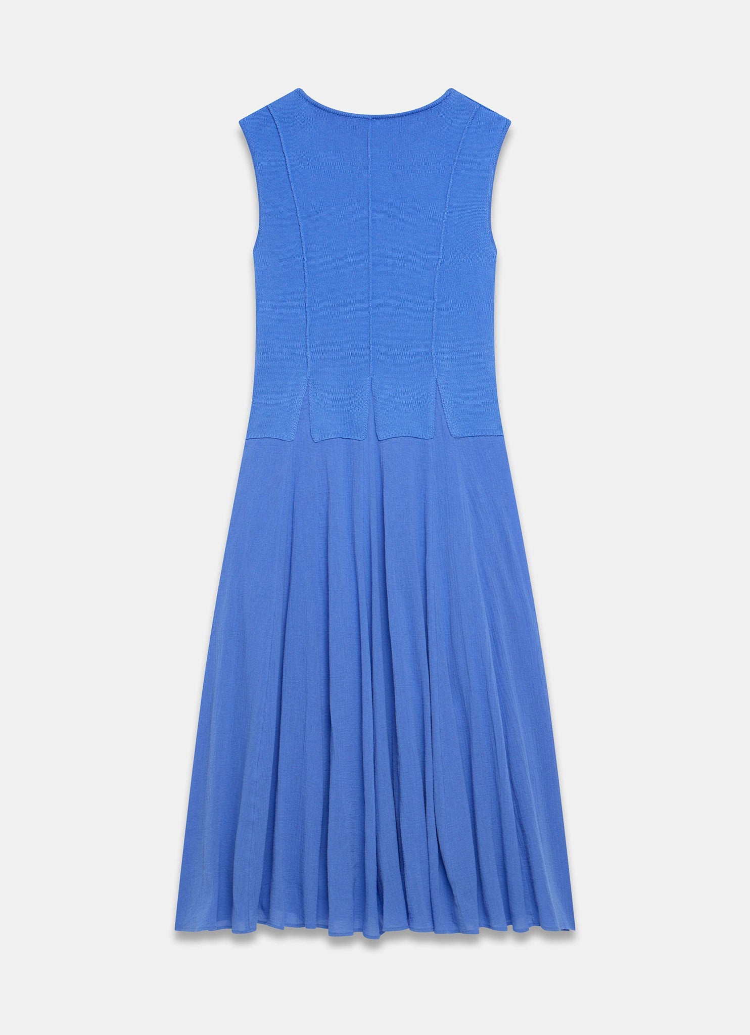 Blue Cotton Blend Drop Waist Maxi Dress