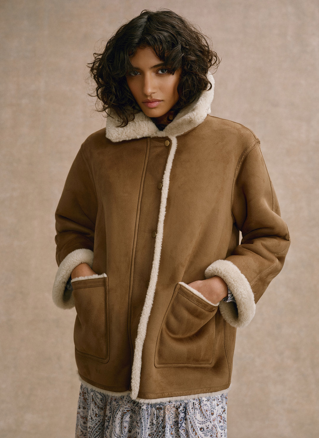 Tan Reversible Aviator Jacket