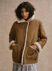 Tan Reversible Aviator Jacket